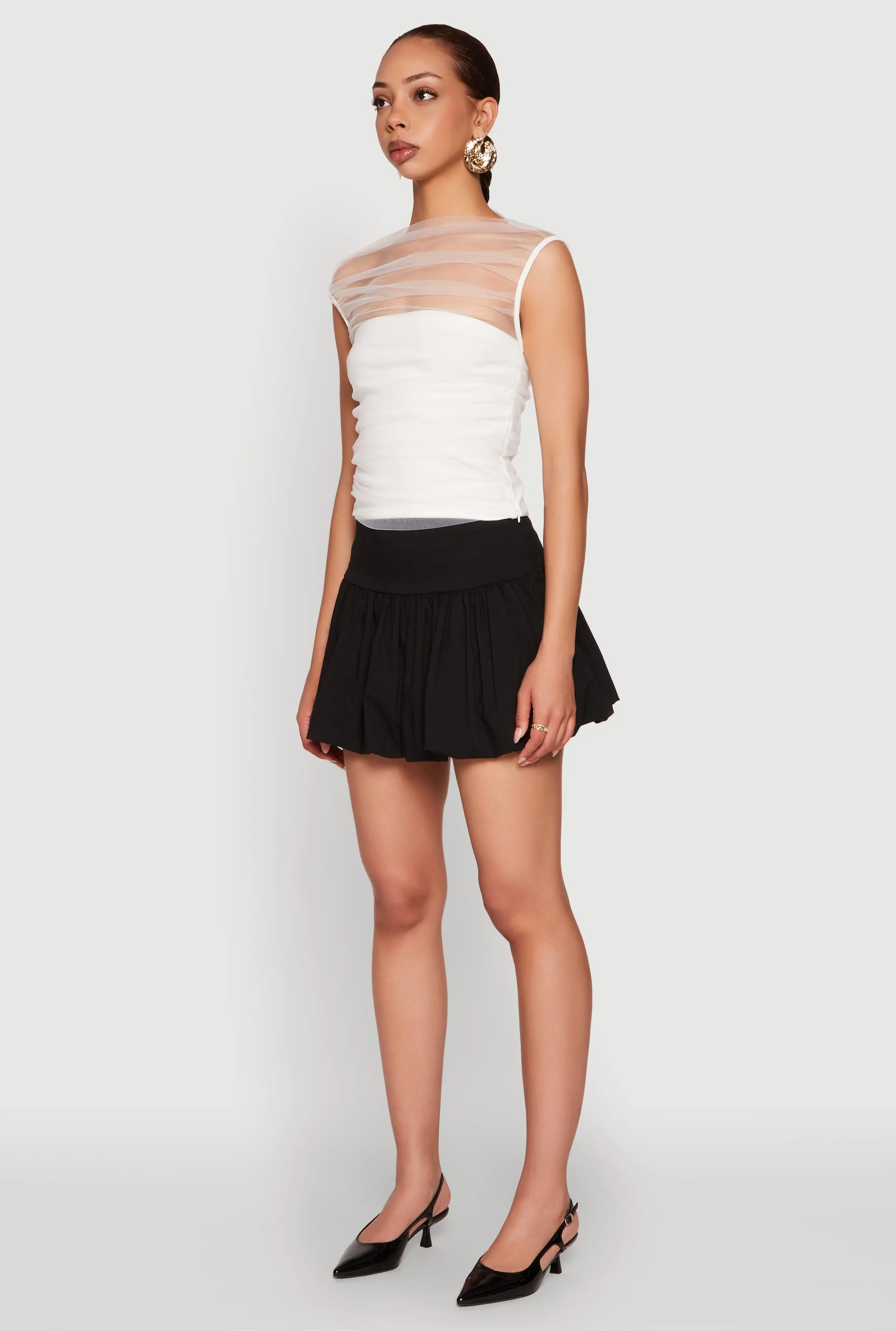 High Neck Mesh Crop Top sold by Rainbow product image thumbnail 5