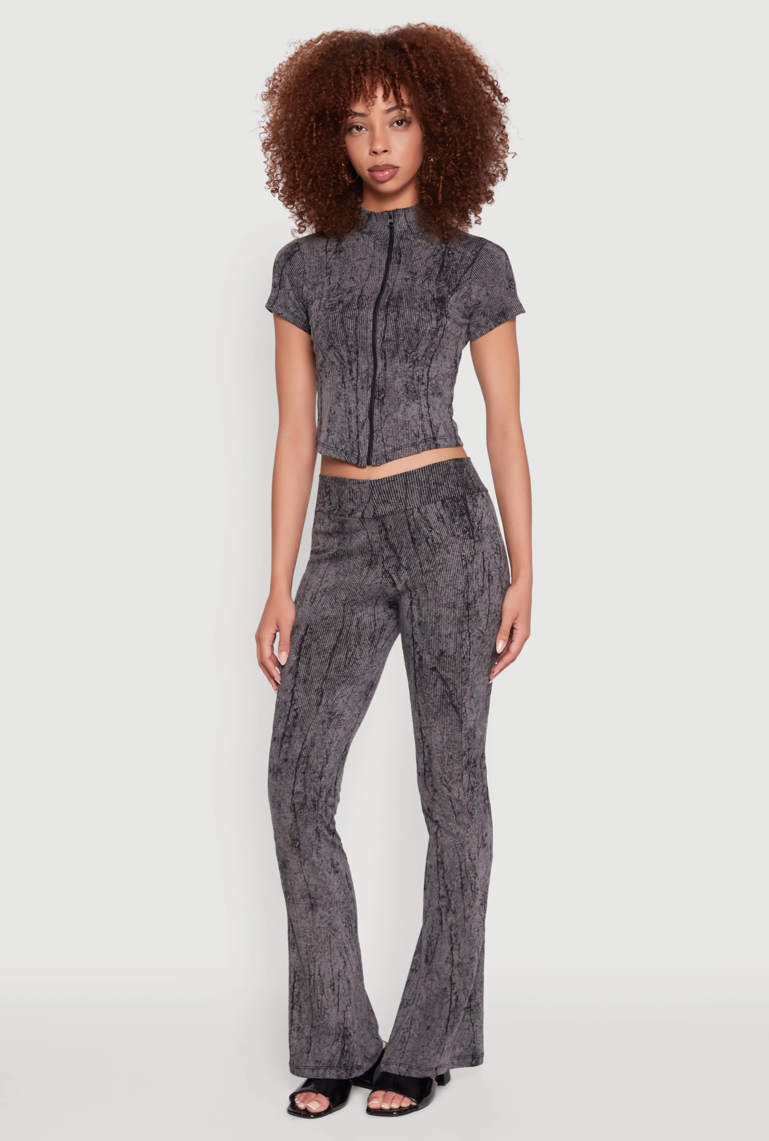 Mineral Wash Pintuck Flared Pants sold by Rainbow product image thumbnail 2