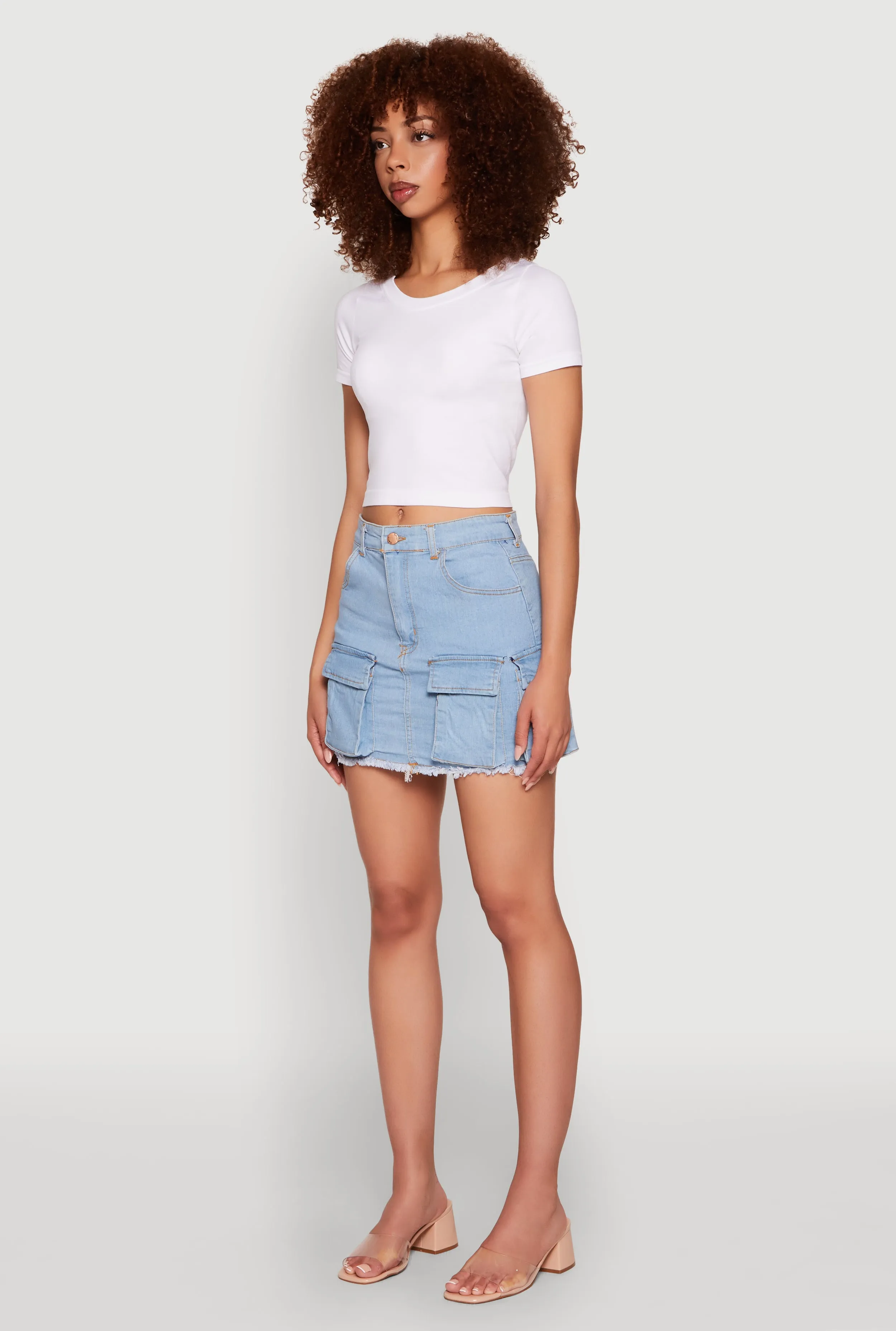 Daisy Frayed Hem Denim Cargo Skirt sold by Rainbow product image thumbnail 3