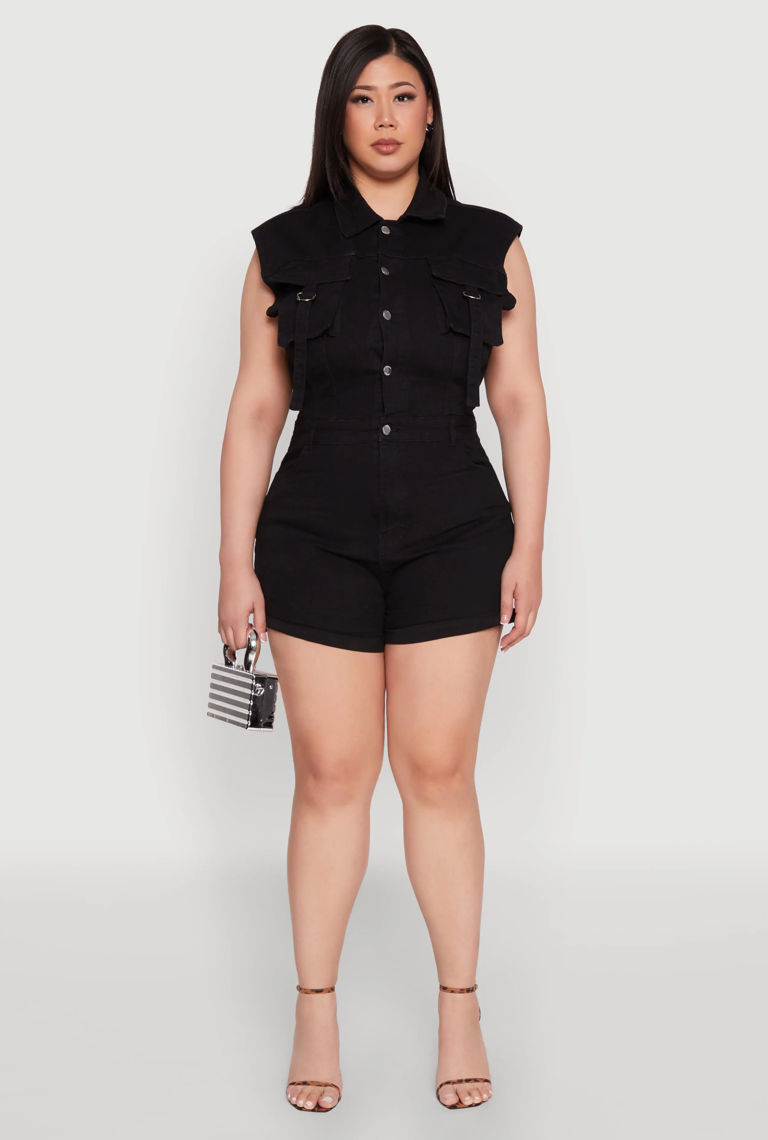 Plus Size Daisy Cargo Pocket Denim Romper sold by Rainbow product image thumbnail 2