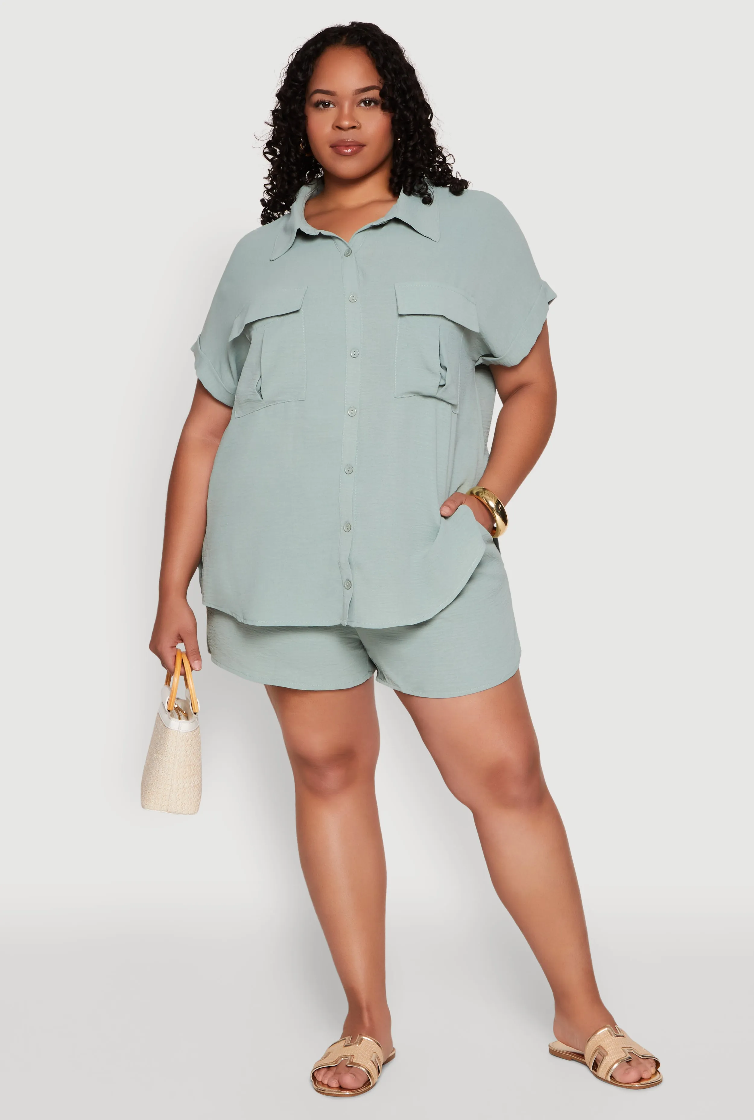 Plus Size Airy Elastic Waist Shorts sold by Rainbow product image thumbnail 2