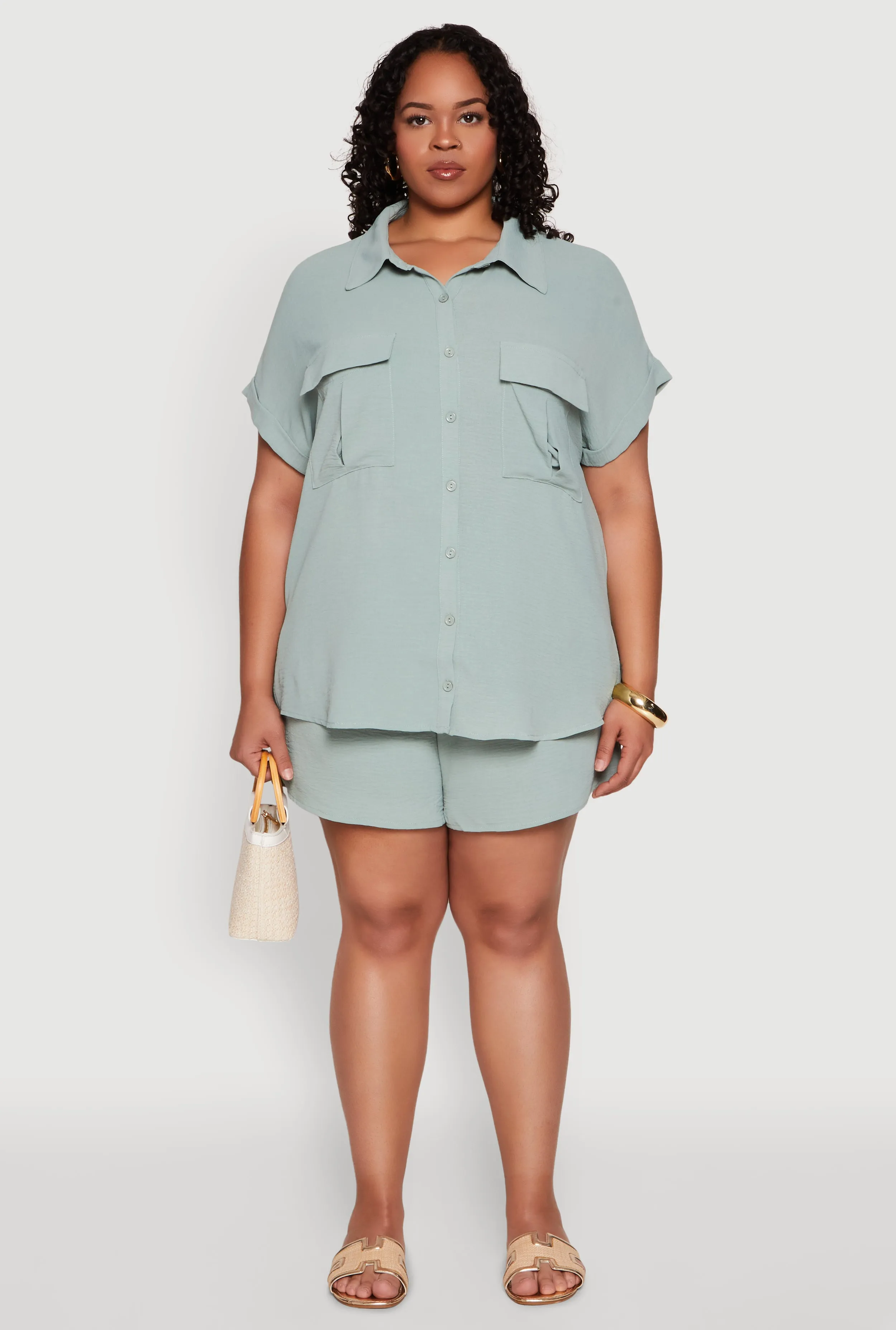 Plus Size Airy Elastic Waist Shorts sold by Rainbow