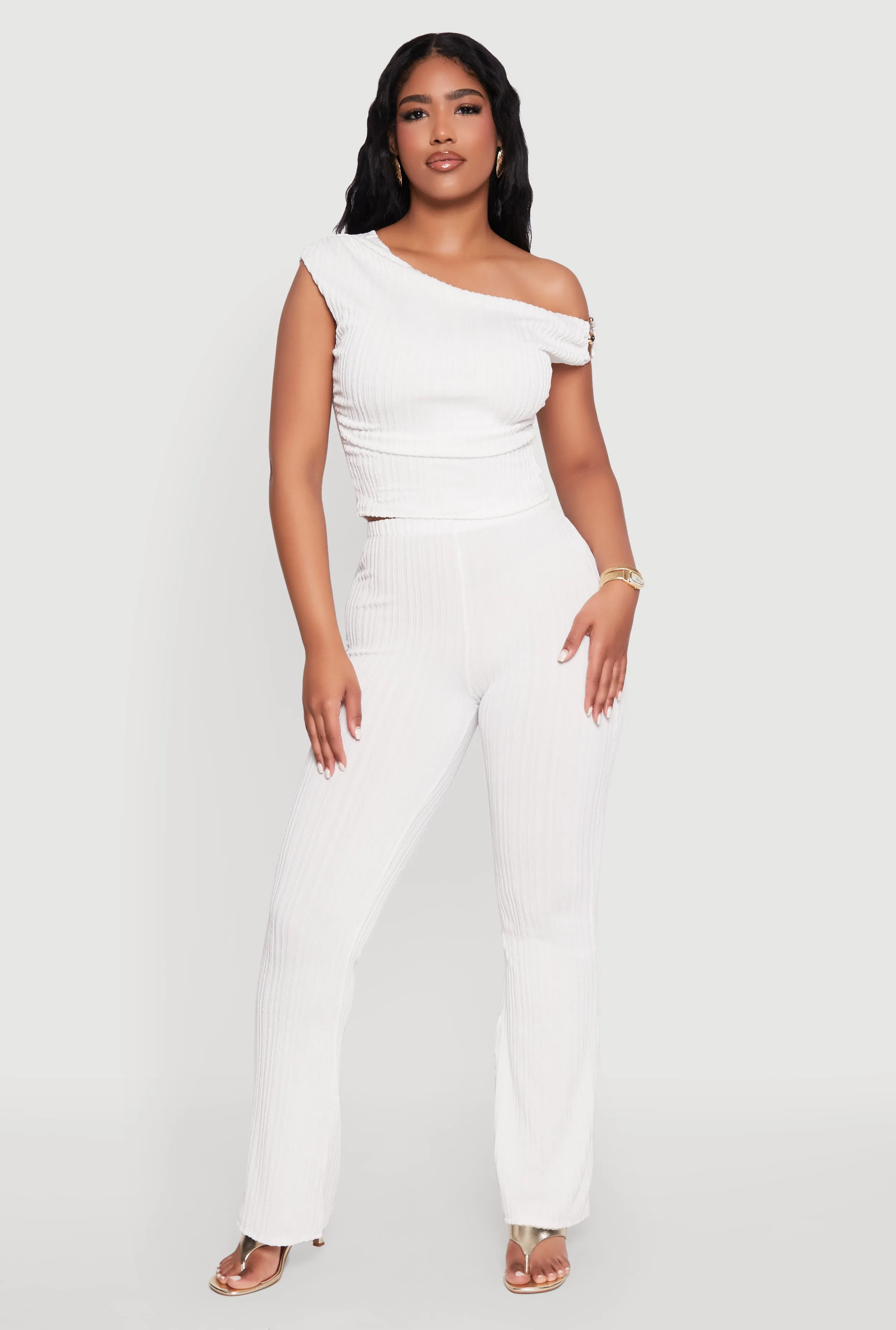 High Waisted Textured Knit Boot Cut Pants sold by Rainbow product image thumbnail 3