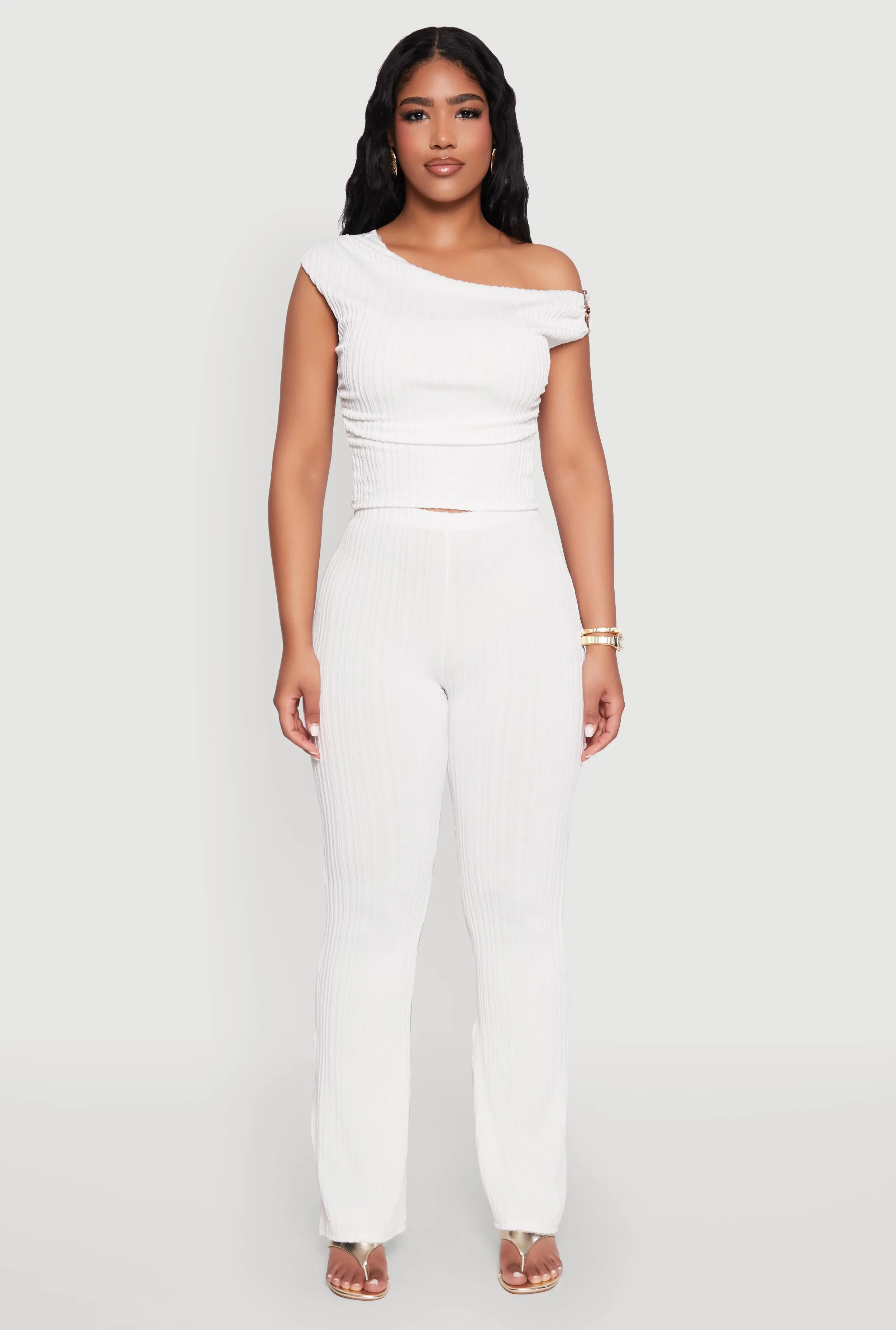 High Waisted Textured Knit Boot Cut Pants sold by Rainbow product image thumbnail 2