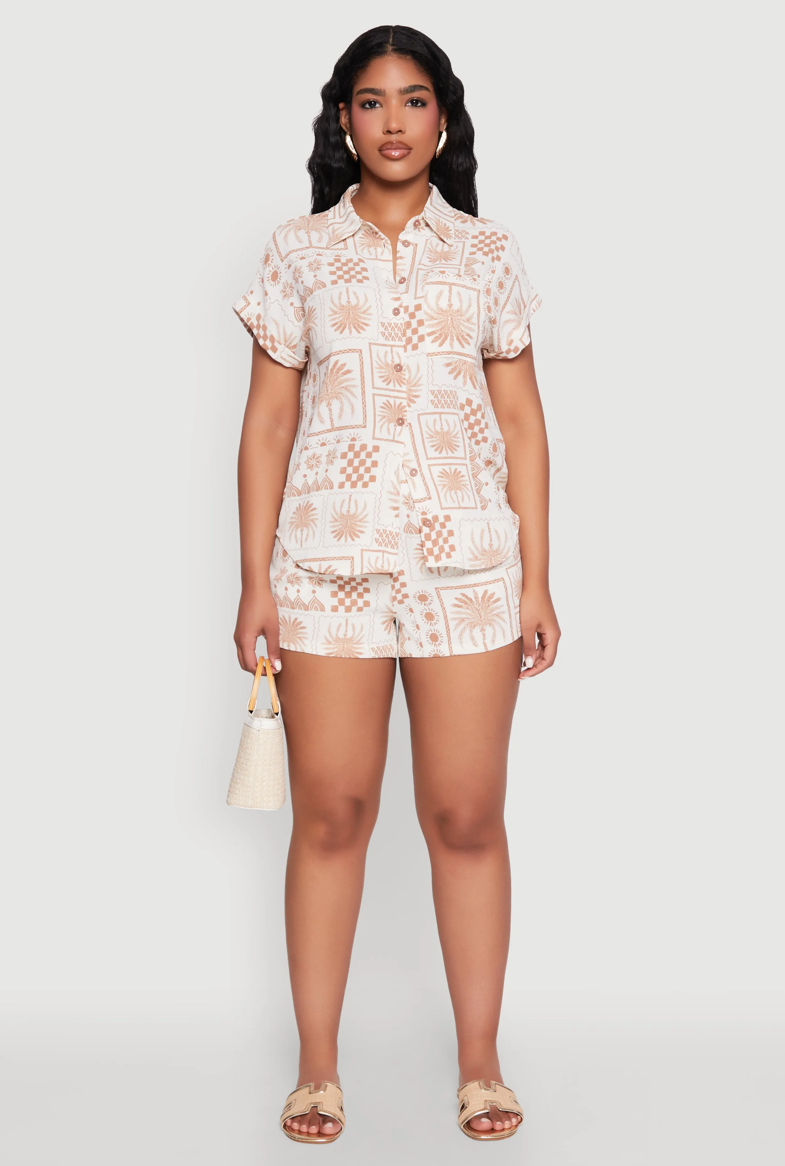 Palm Tree Print Fixed Cuff Shirt sold by Rainbow product image thumbnail 3