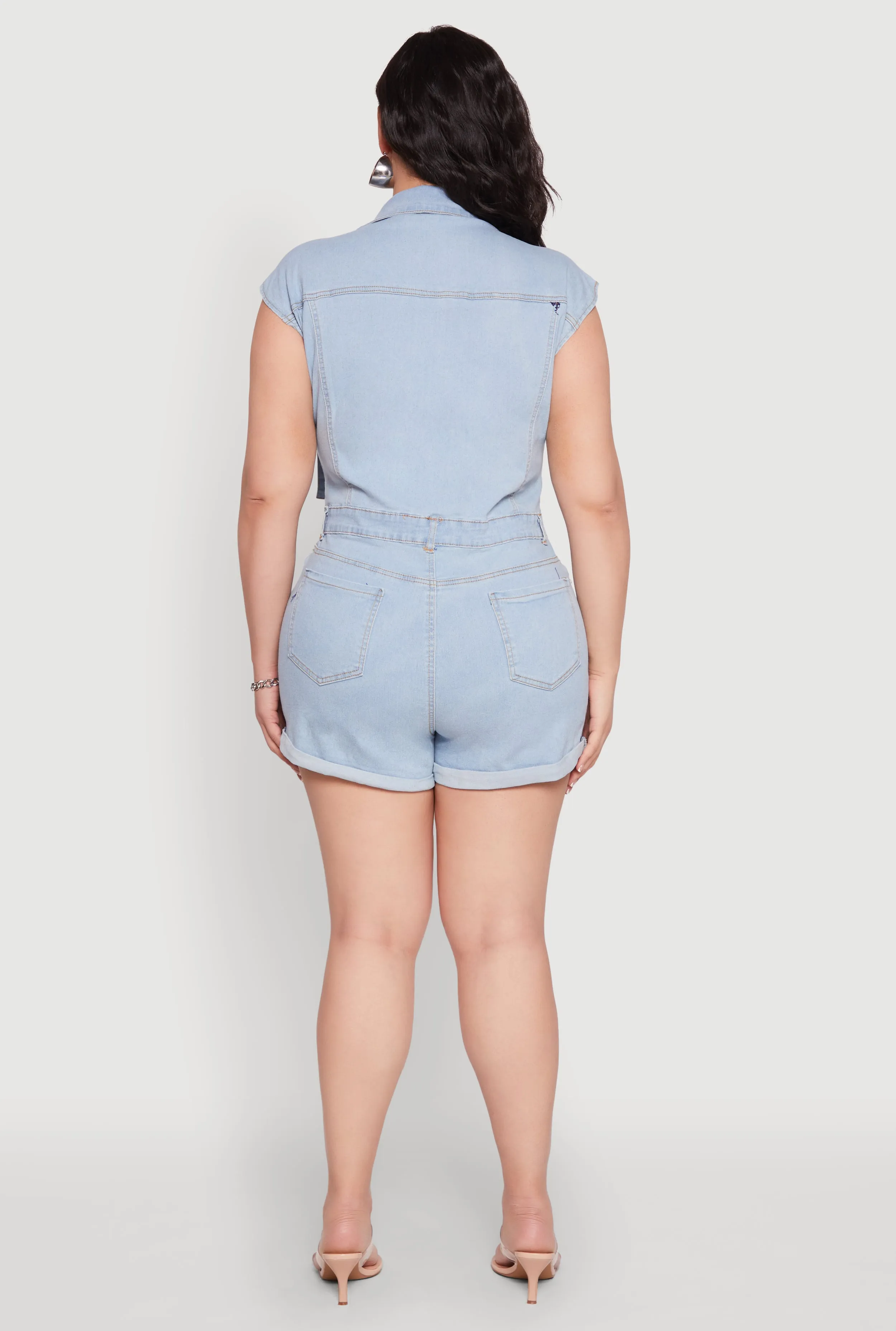 Plus Size Daisy Cargo Pocket Denim Romper sold by Rainbow product image thumbnail 5