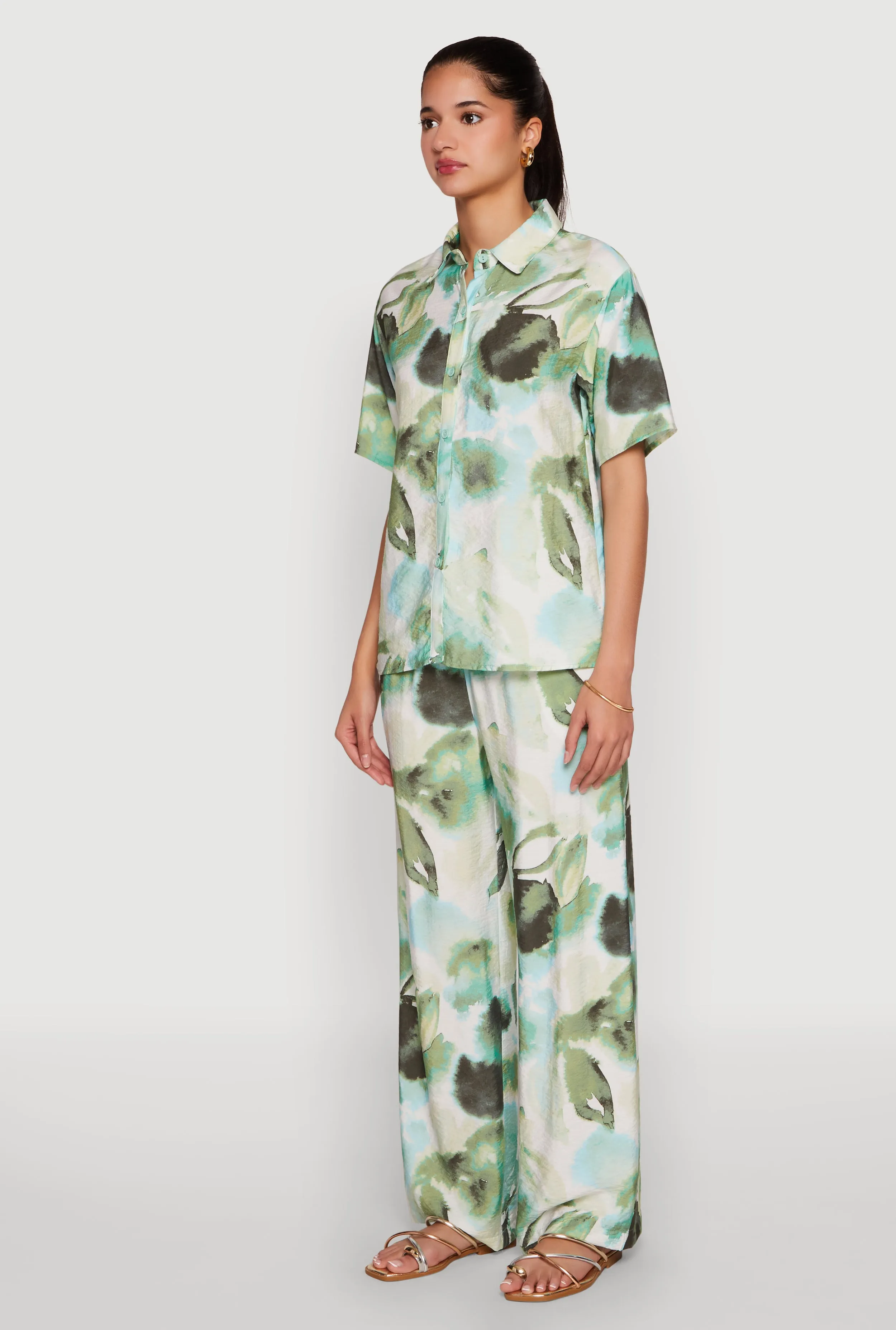 Abstract Leaf Print Button Front Shirt sold by Rainbow product image thumbnail 5