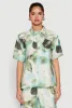Abstract Leaf Print Button Front Shirt sold by Rainbow