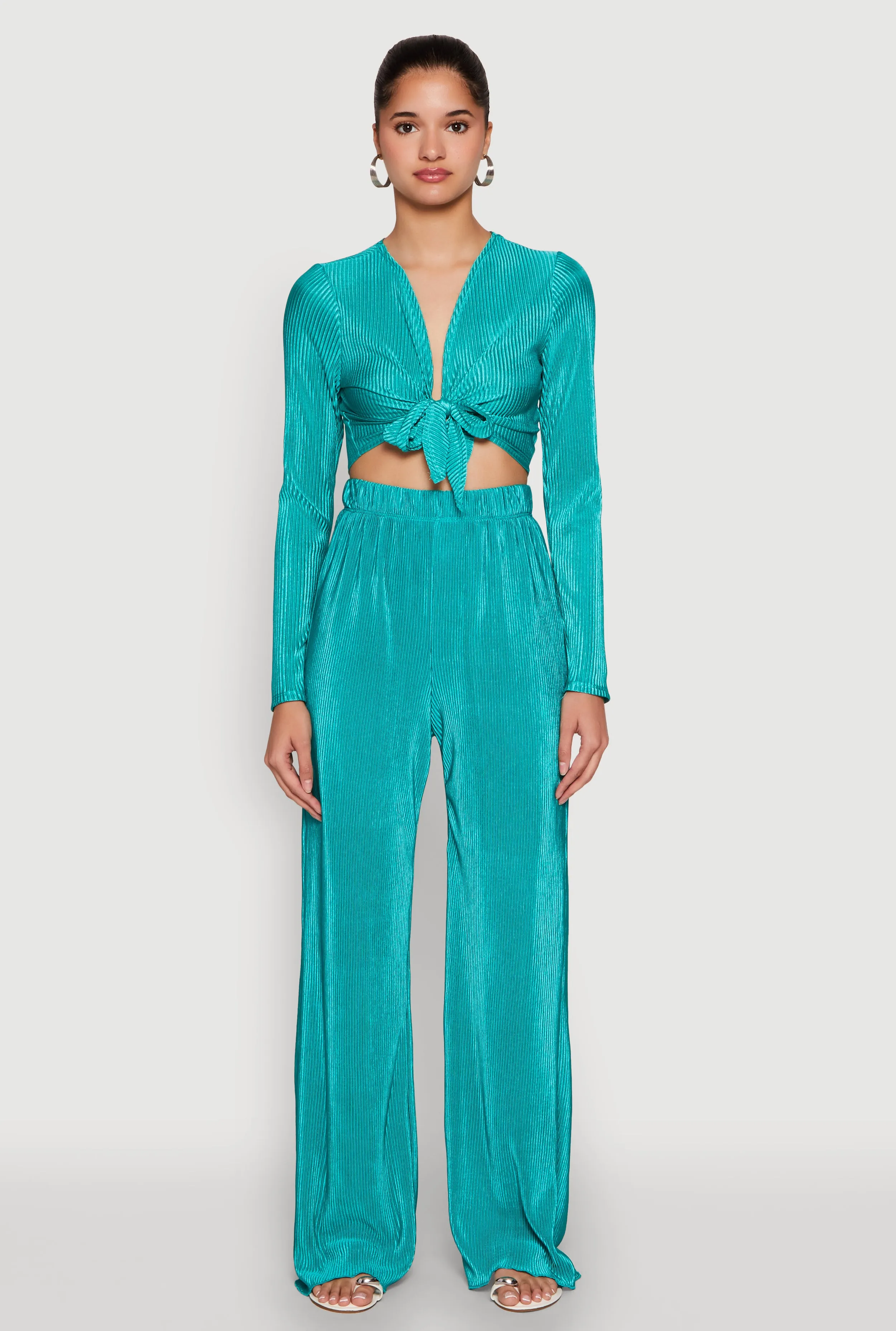 Plisse Tie Front Crop Top sold by Rainbow product image thumbnail 2