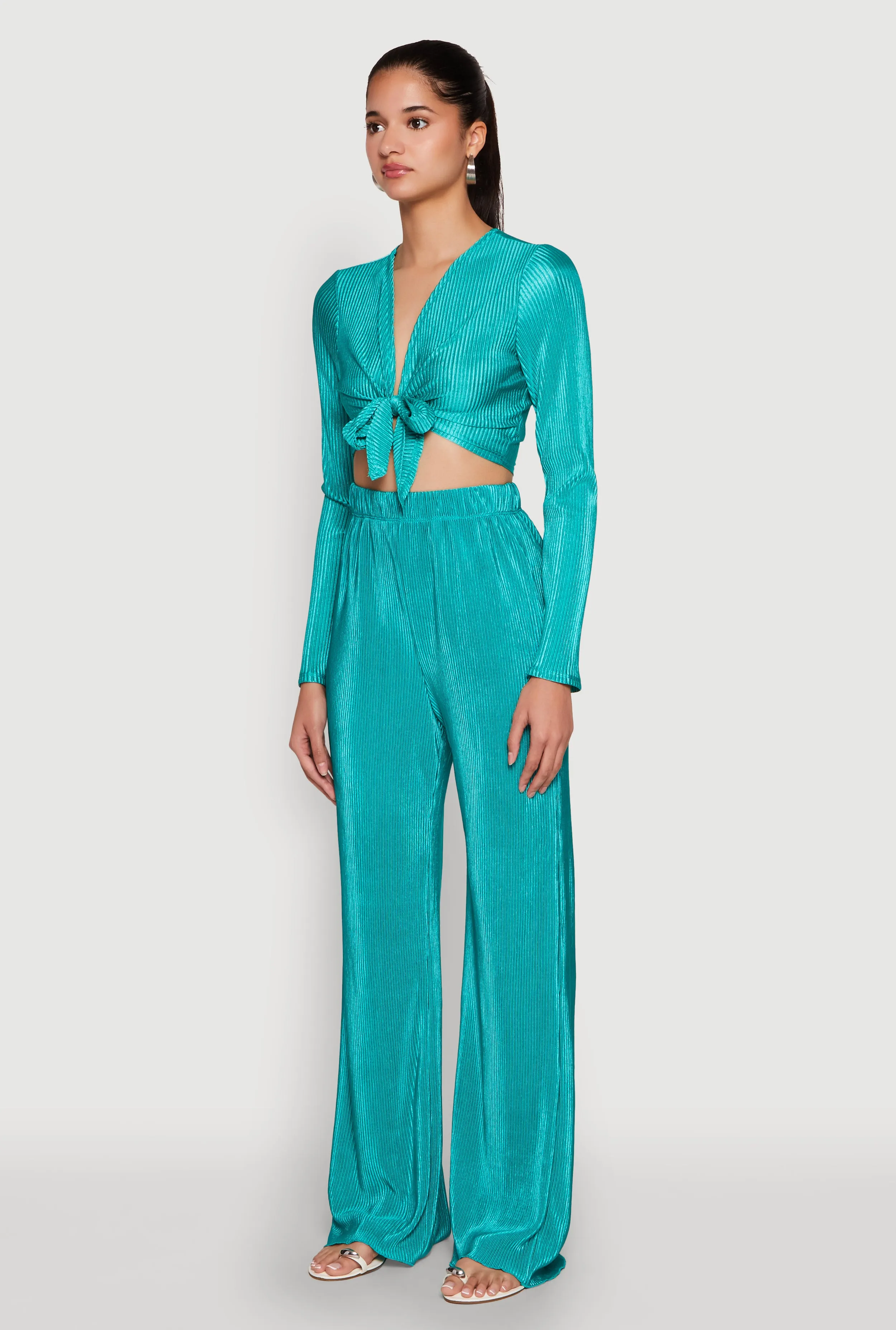 Plisse Tie Front Crop Top sold by Rainbow product image thumbnail 5