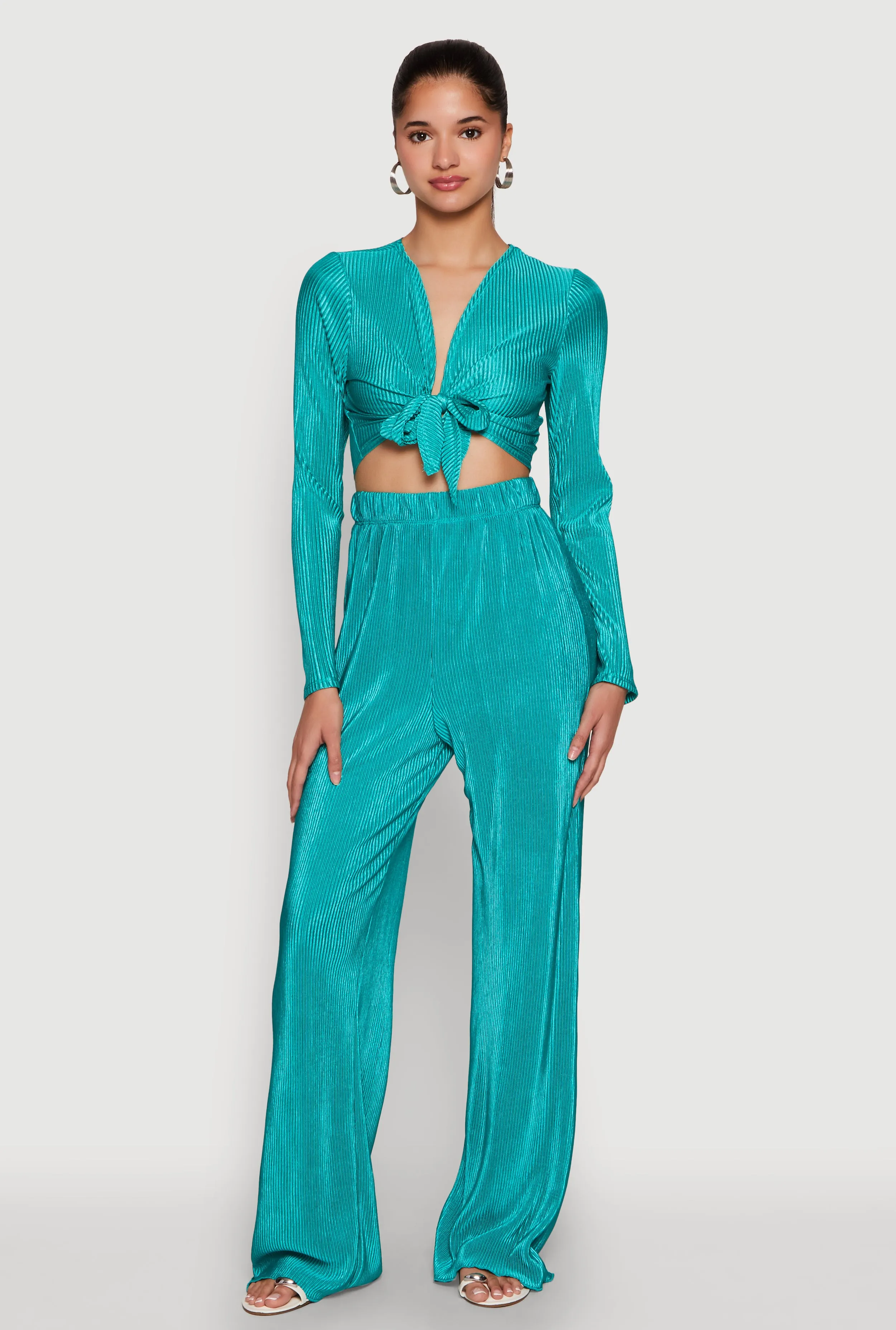 Plisse Tie Front Crop Top sold by Rainbow product image thumbnail 3