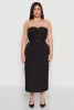 Plus Size Pinstripe Button Front Strapless Top sold by Rainbow