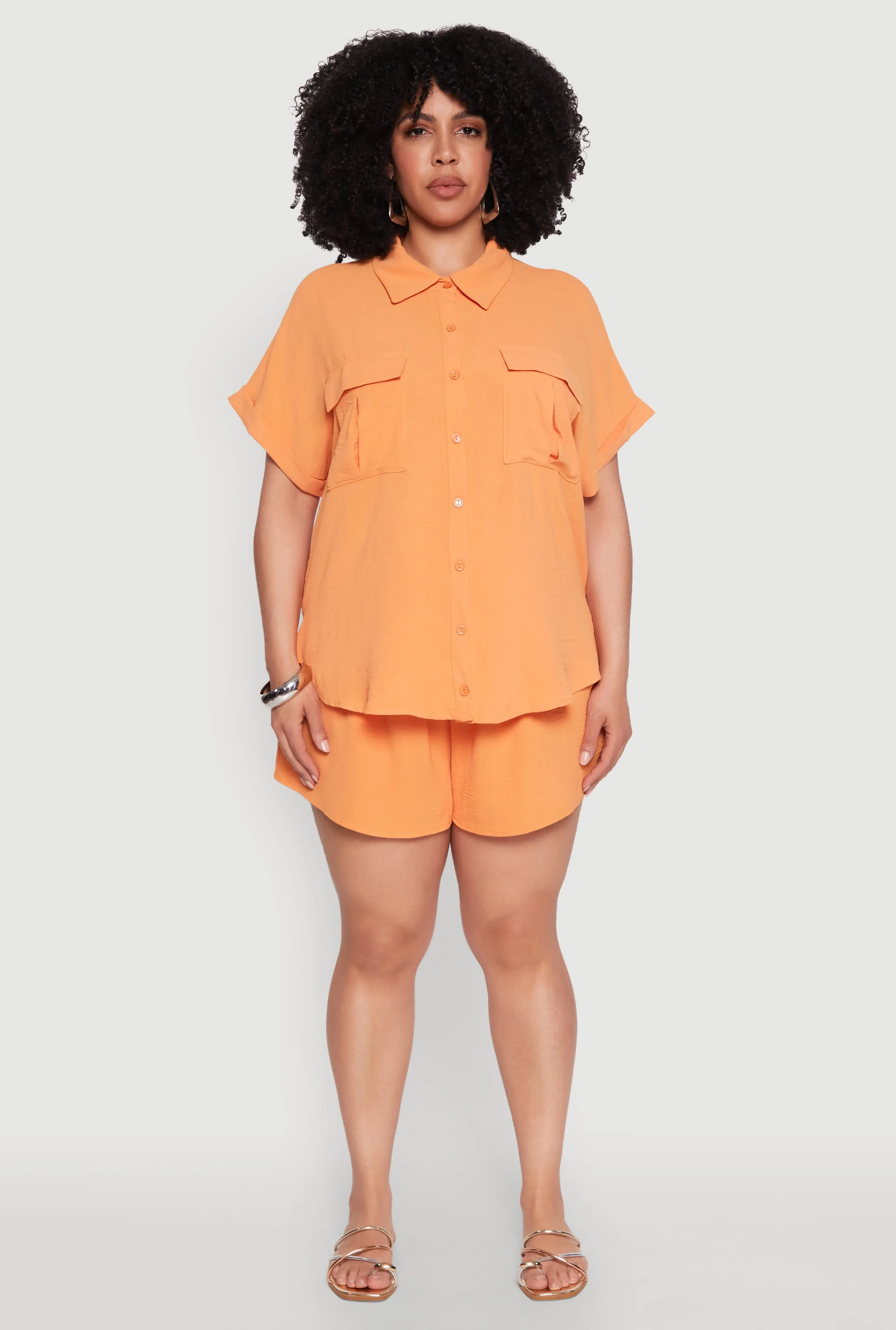 Plus Size Airy Cargo Pocket Shirt sold by Rainbow product image thumbnail 3