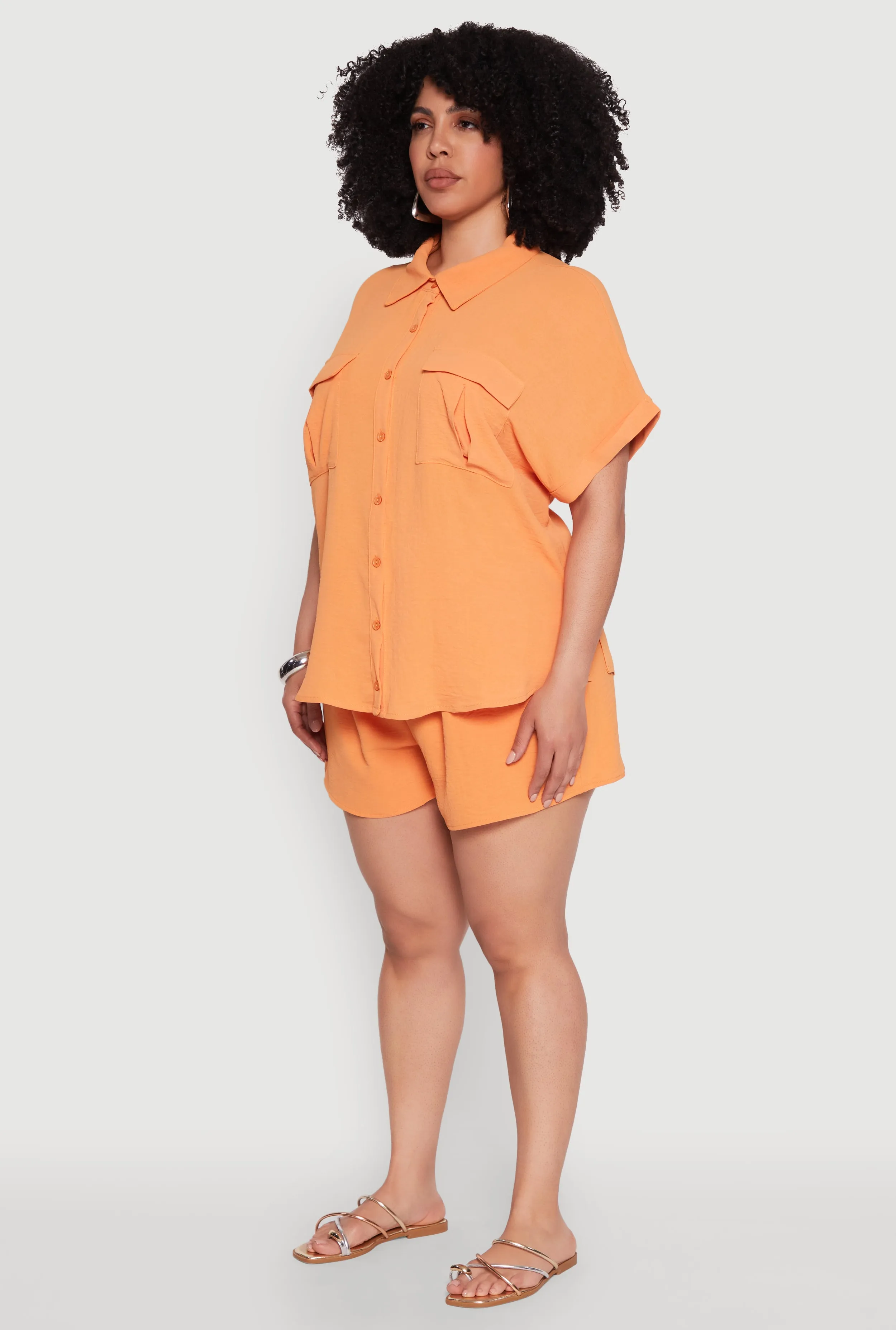 Plus Size Airy Cargo Pocket Shirt sold by Rainbow product image thumbnail 5