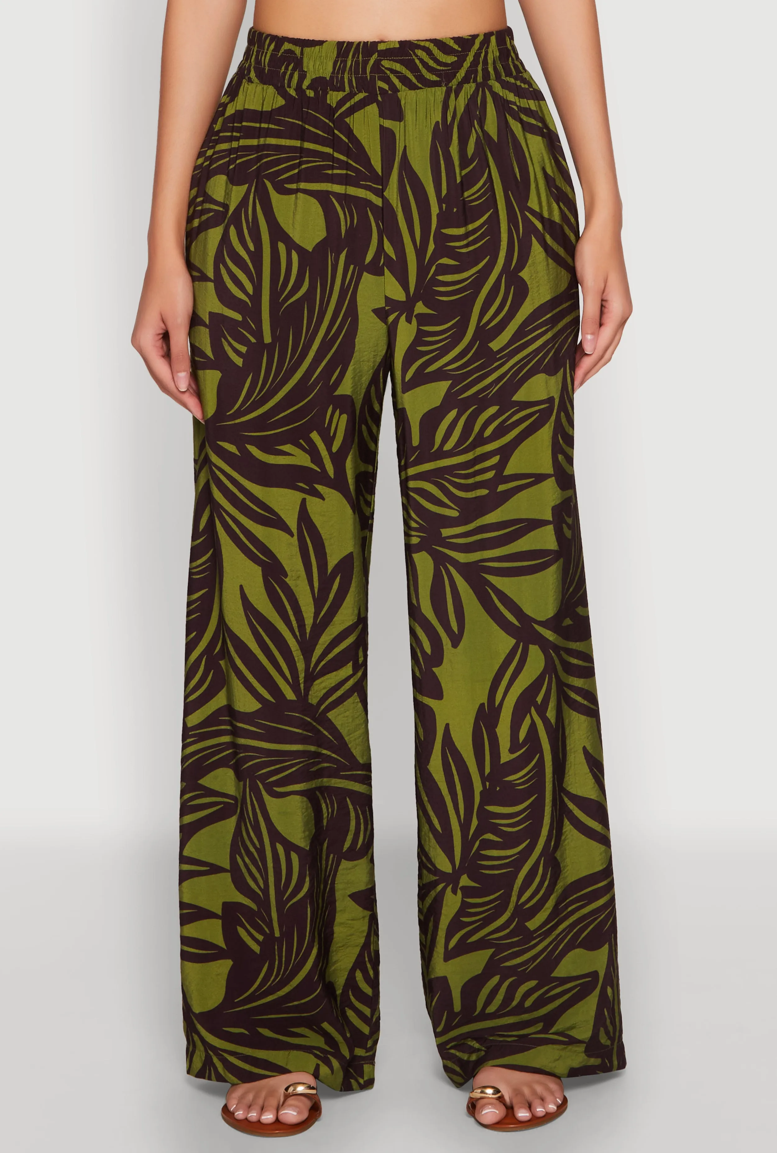 Palm Leaf Print Wide Leg Pants sold by Rainbow product image thumbnail 3