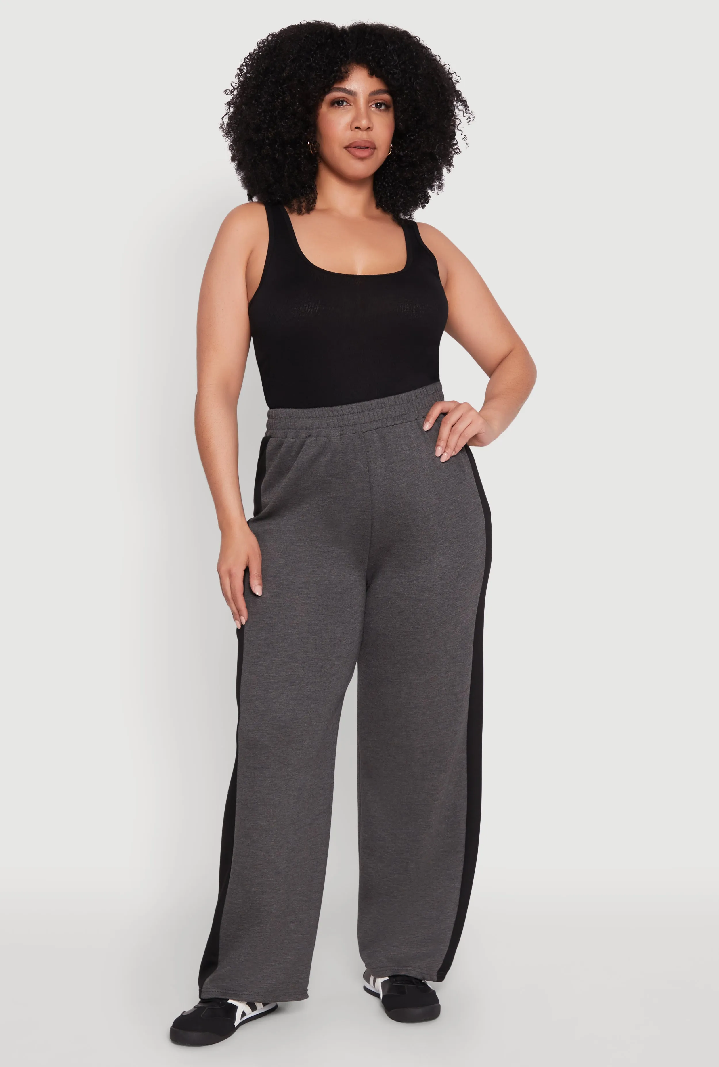 Plus Size Contrast Trim Wide Leg Pants sold by Rainbow