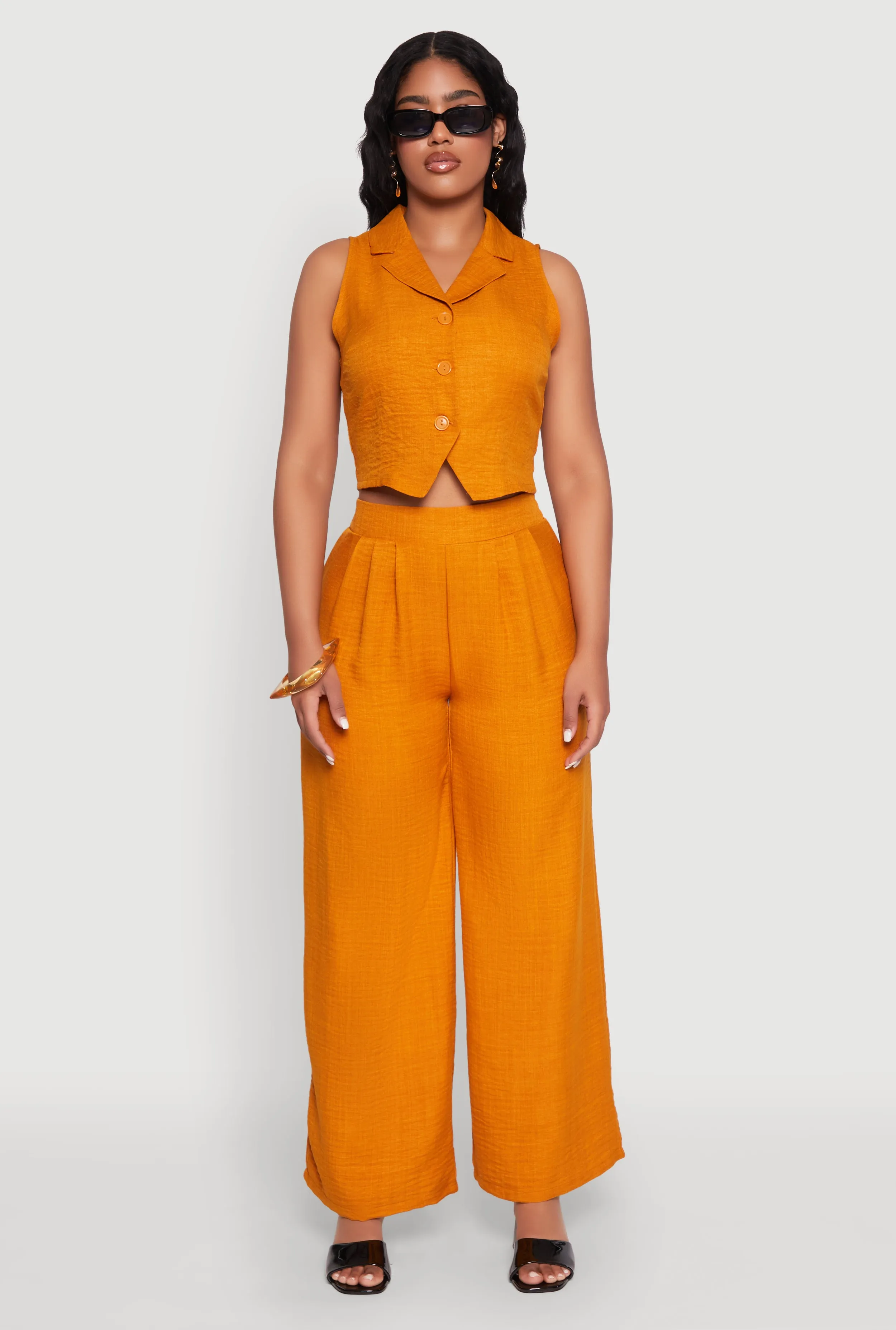 Collared Button Front Cropped Blazer Vest sold by Rainbow product image thumbnail 3