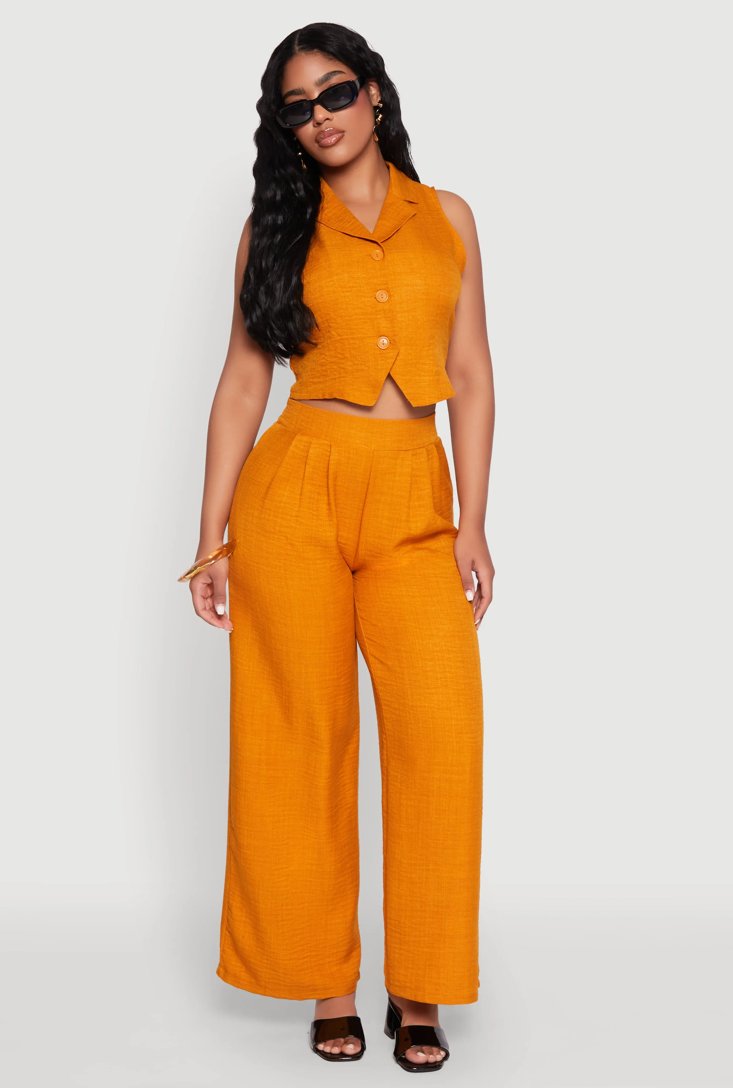 Collared Button Front Cropped Blazer Vest sold by Rainbow product image thumbnail 2