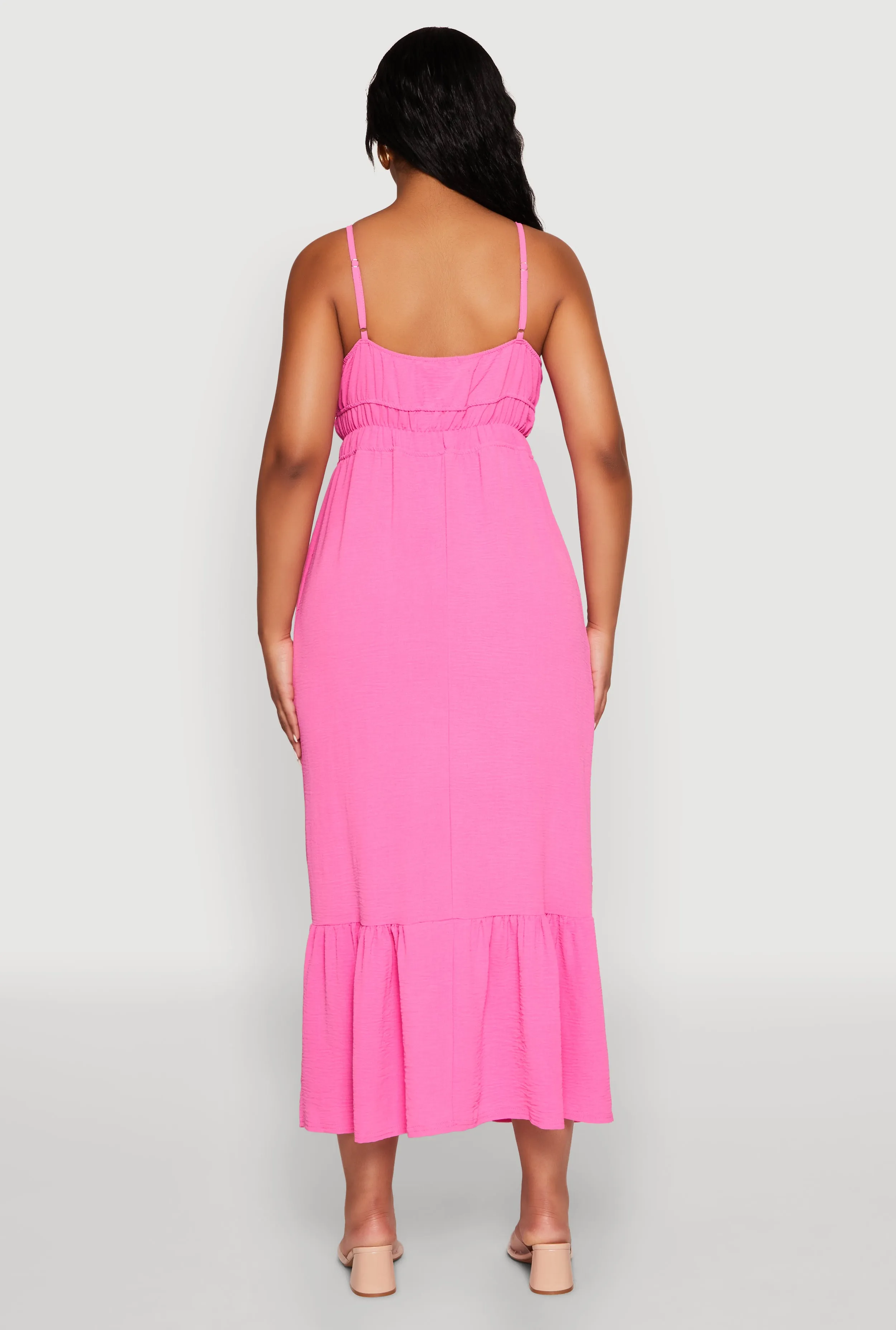 Tie Front Keyhole Flounce Hem Maxi Dress sold by Rainbow product image thumbnail 5