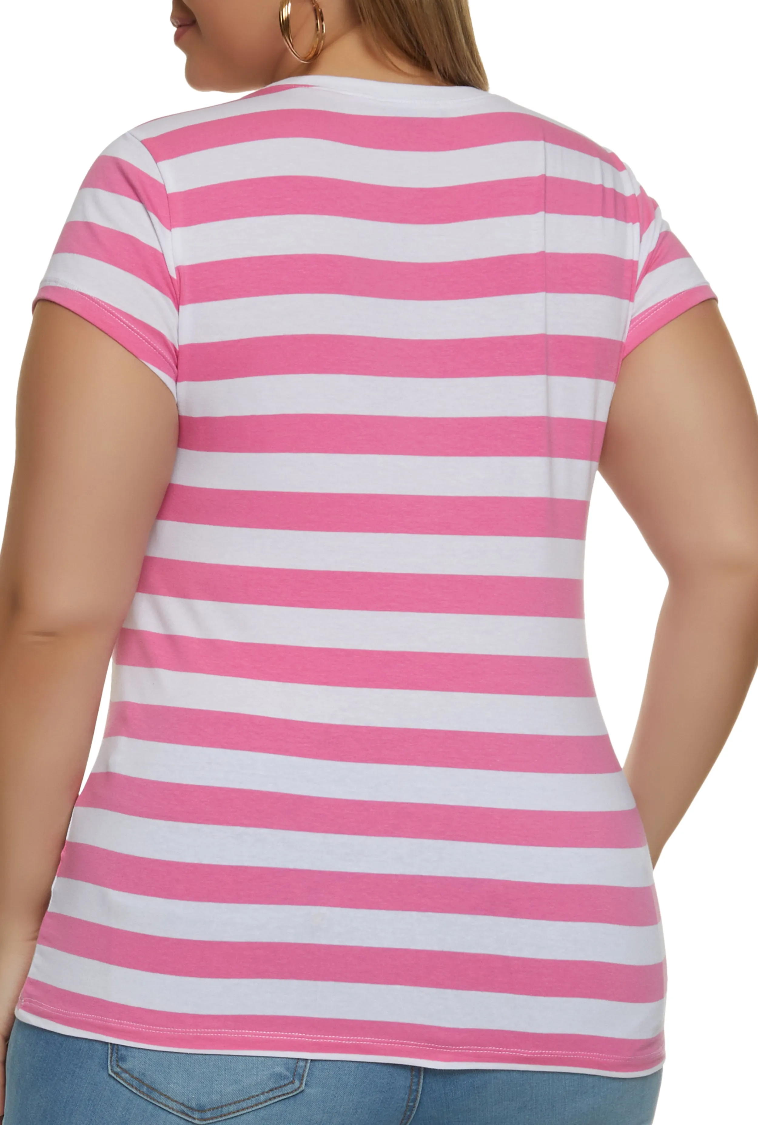 Plus Size Striped Crew Neck Tee sold by Rainbow product image thumbnail 2