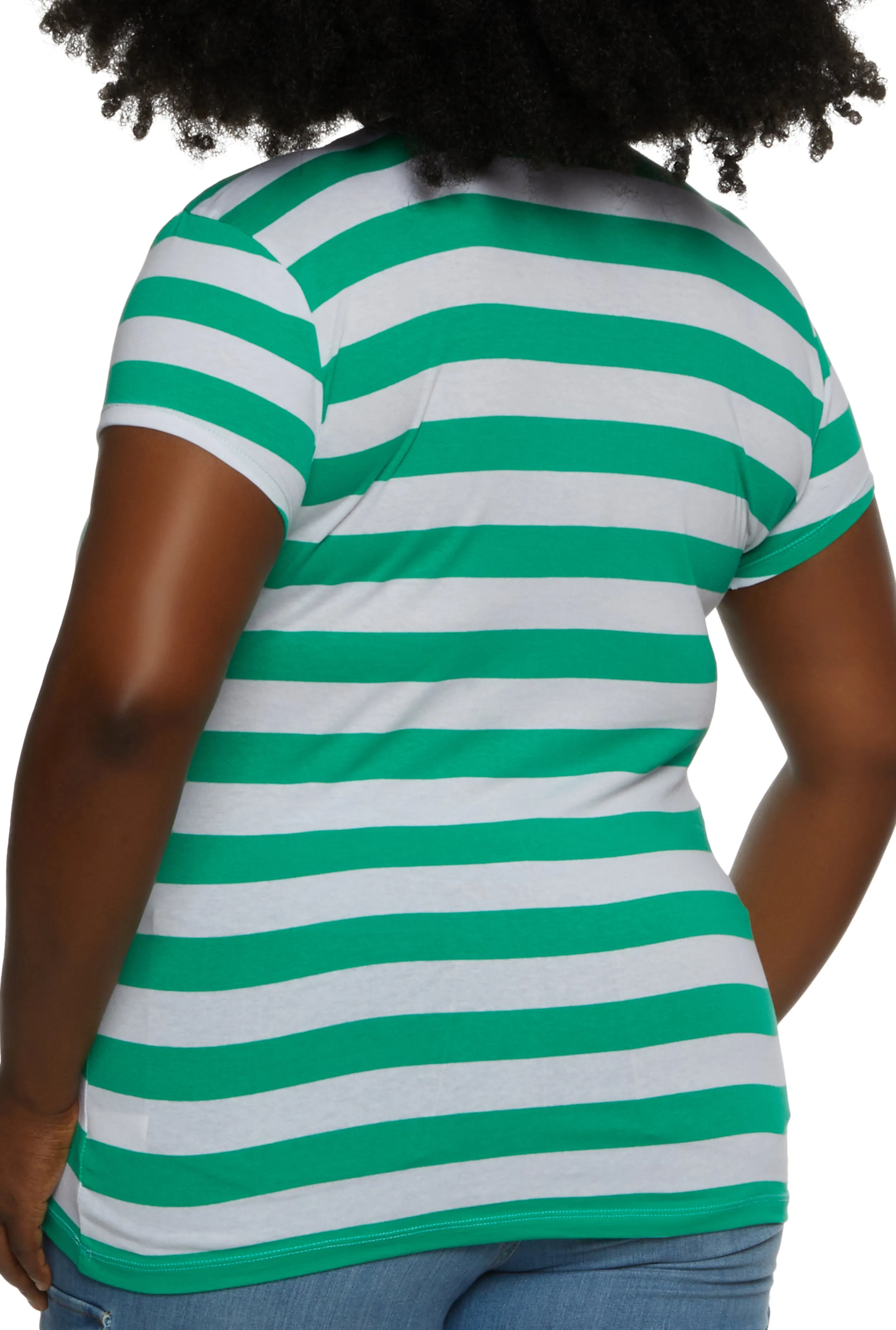 Plus Size Striped Crew Neck Tee sold by Rainbow product image thumbnail 2