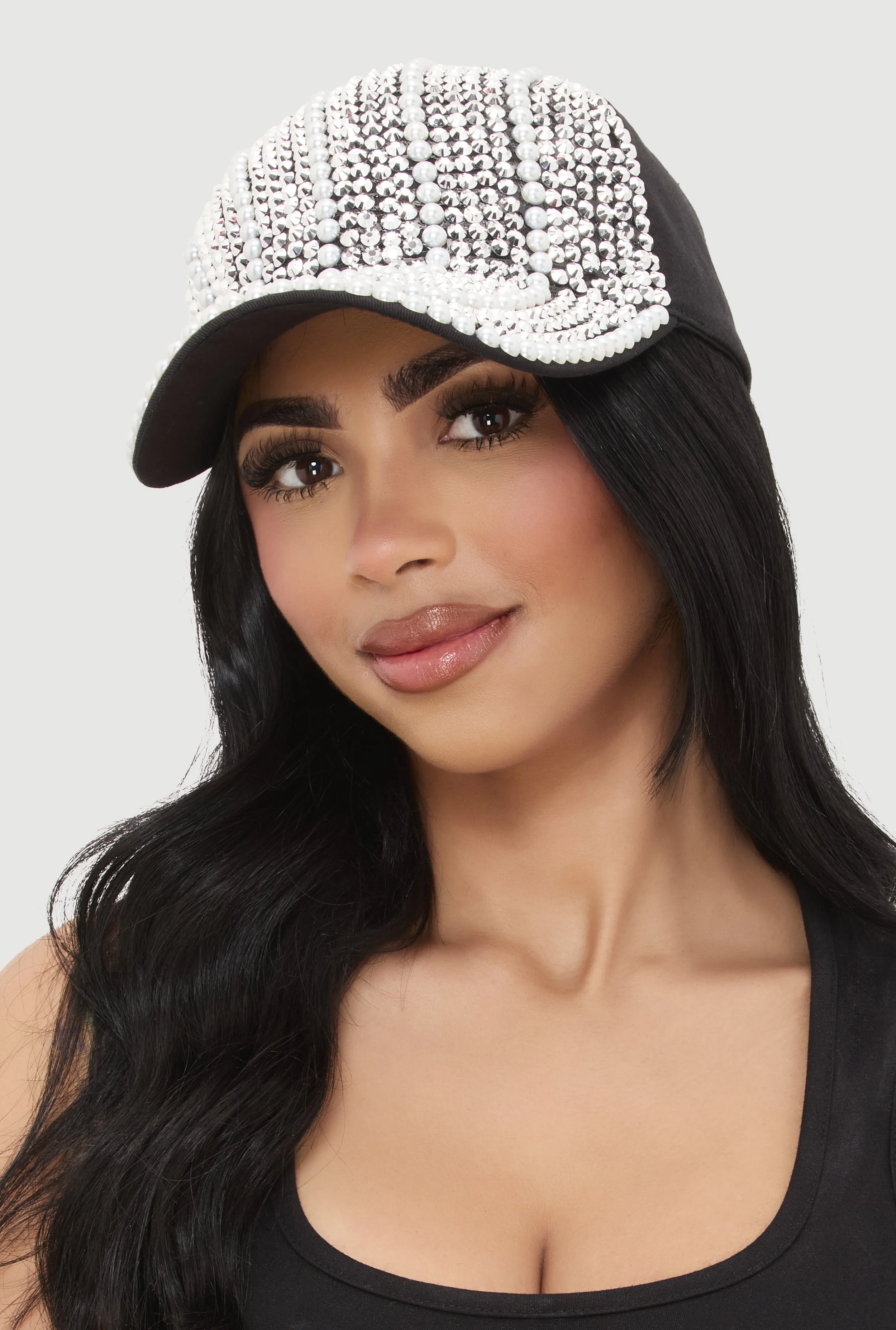 Rhinestone and Pearl Studded Baseball Hat sold by Rainbow product image thumbnail 2
