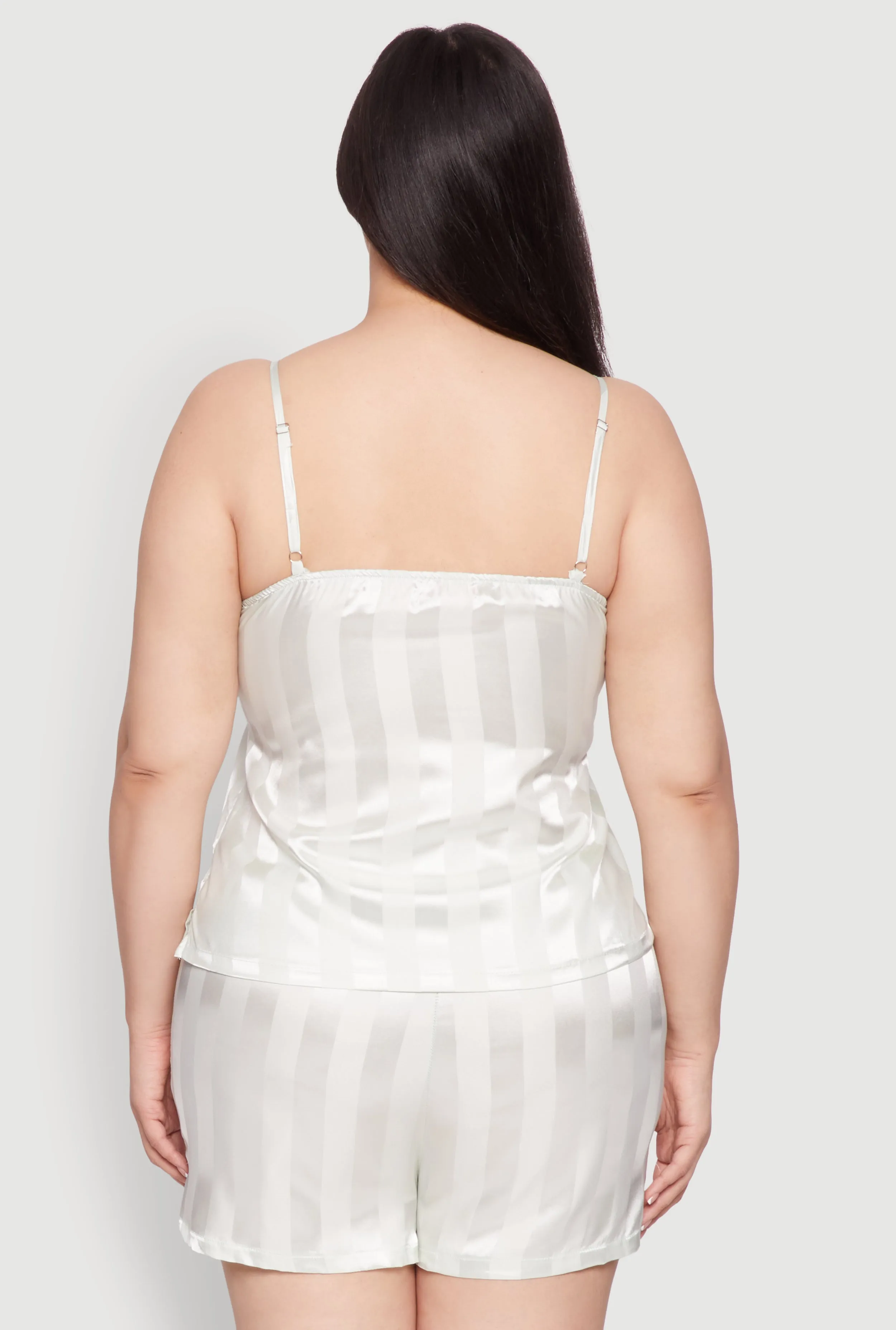 Plus Size Satin Shadow Stripe Pajama Cami and Shorts sold by Rainbow product image thumbnail 3