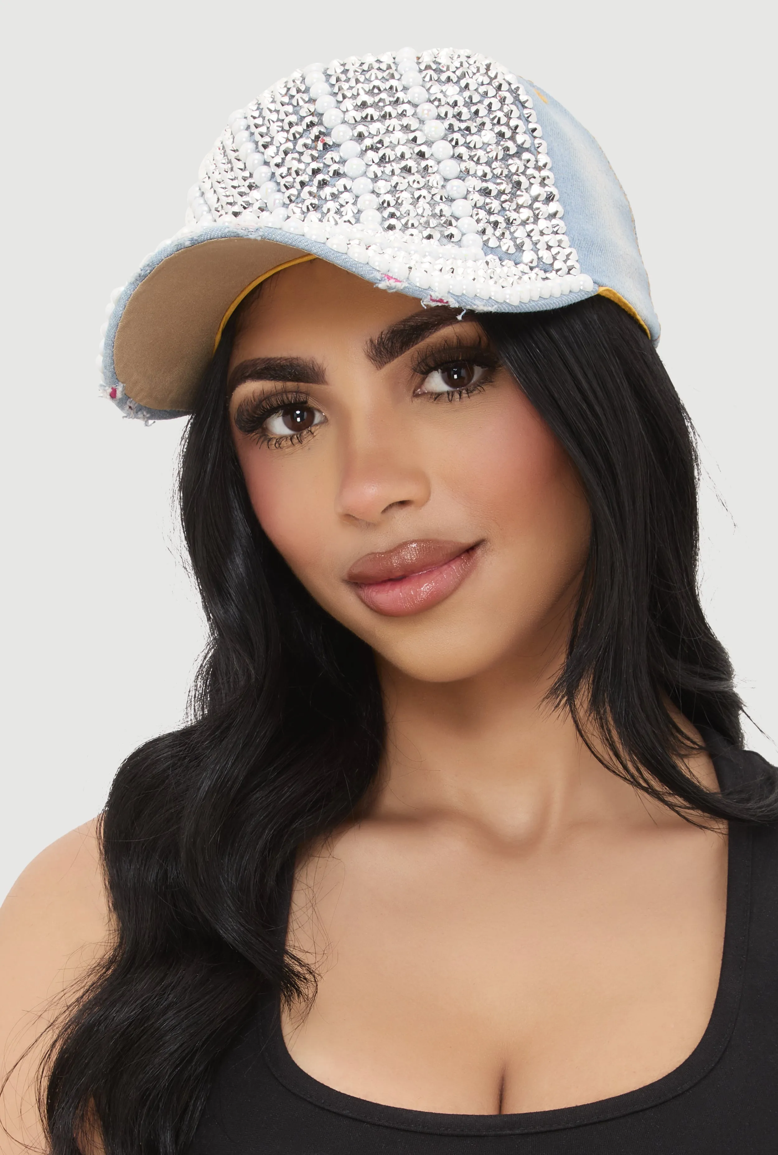 Rhinestone and Pearl Studded Baseball Hat sold by Rainbow product image thumbnail 2