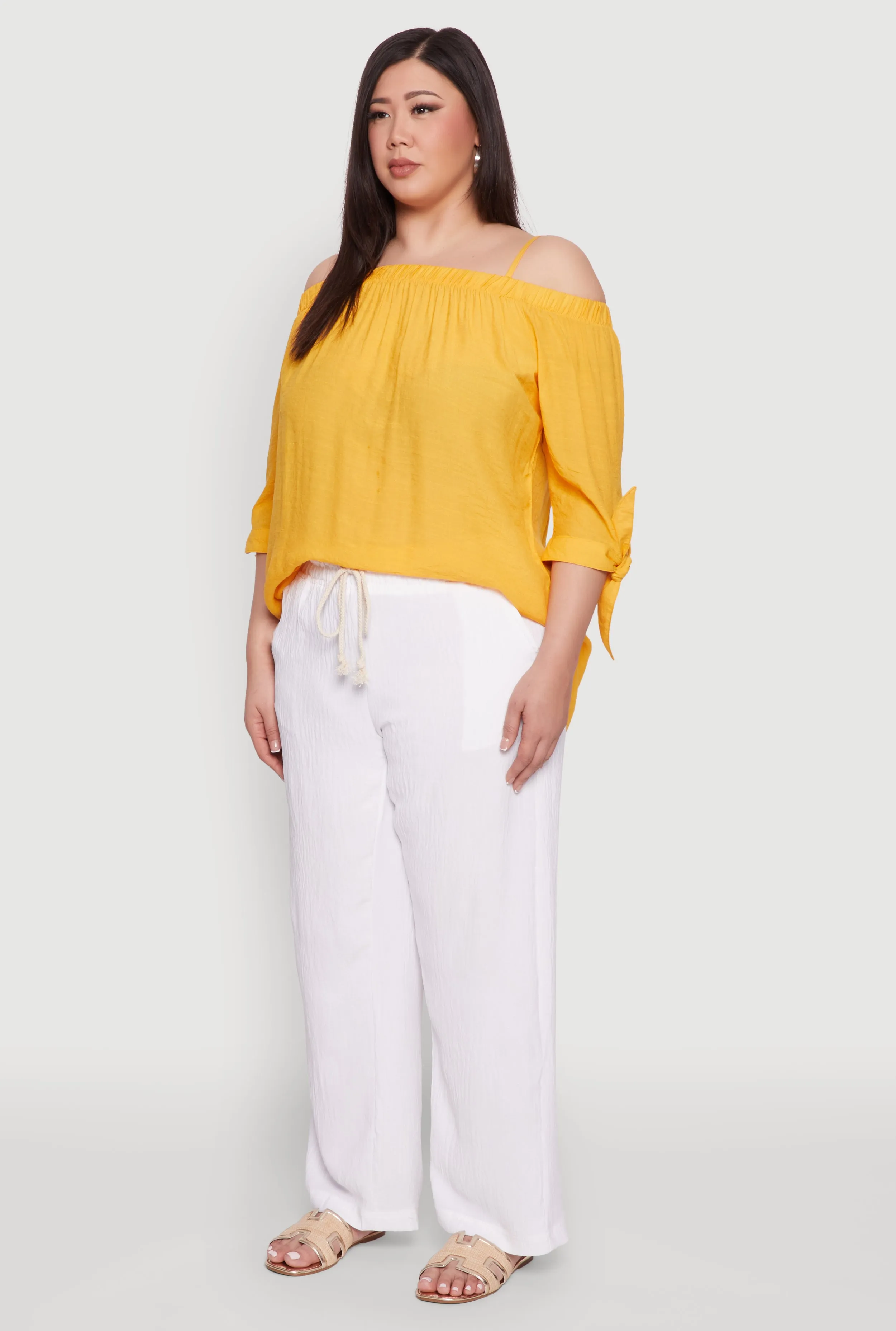 Plus Size Airy High Waisted Palazzo Pants sold by Rainbow product image thumbnail 3
