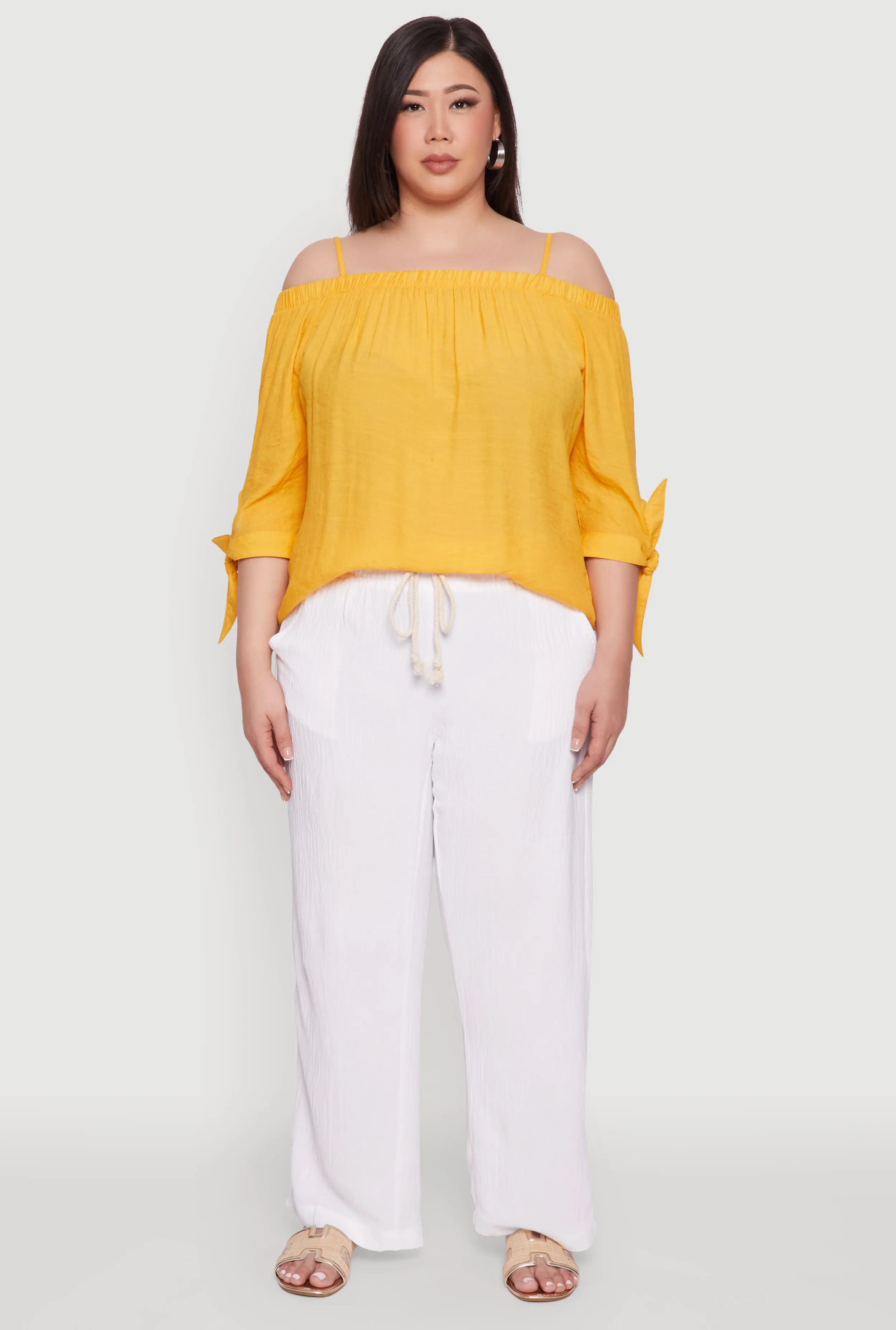 Plus Size Airy High Waisted Palazzo Pants sold by Rainbow product image thumbnail 2