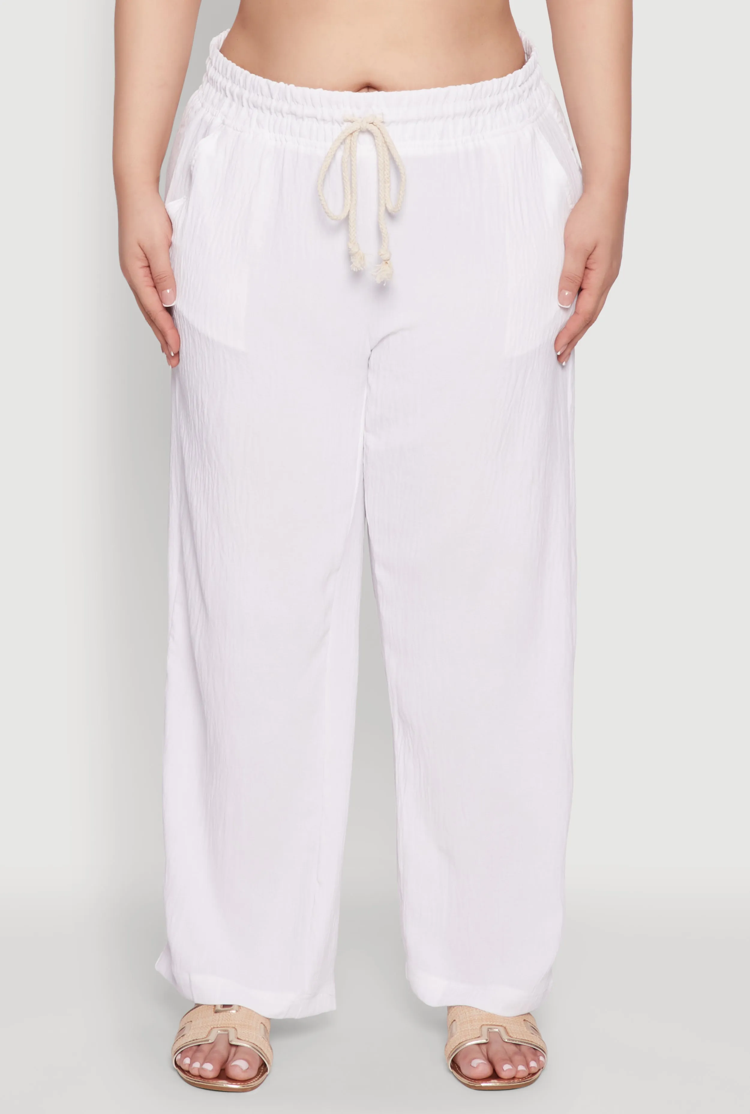 Plus Size Airy High Waisted Palazzo Pants sold by Rainbow product image thumbnail 5