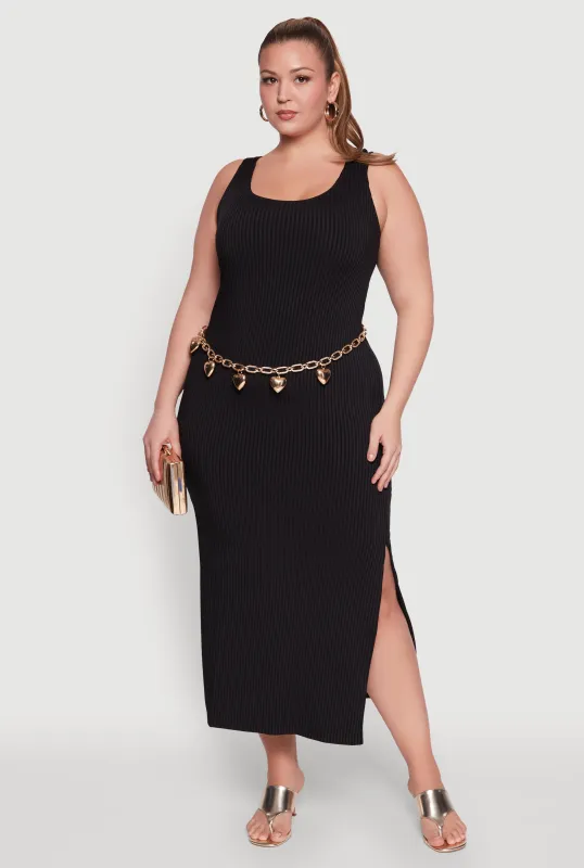 Plus Size Ribbed Knit Maxi Tank Dress sold by Rainbow