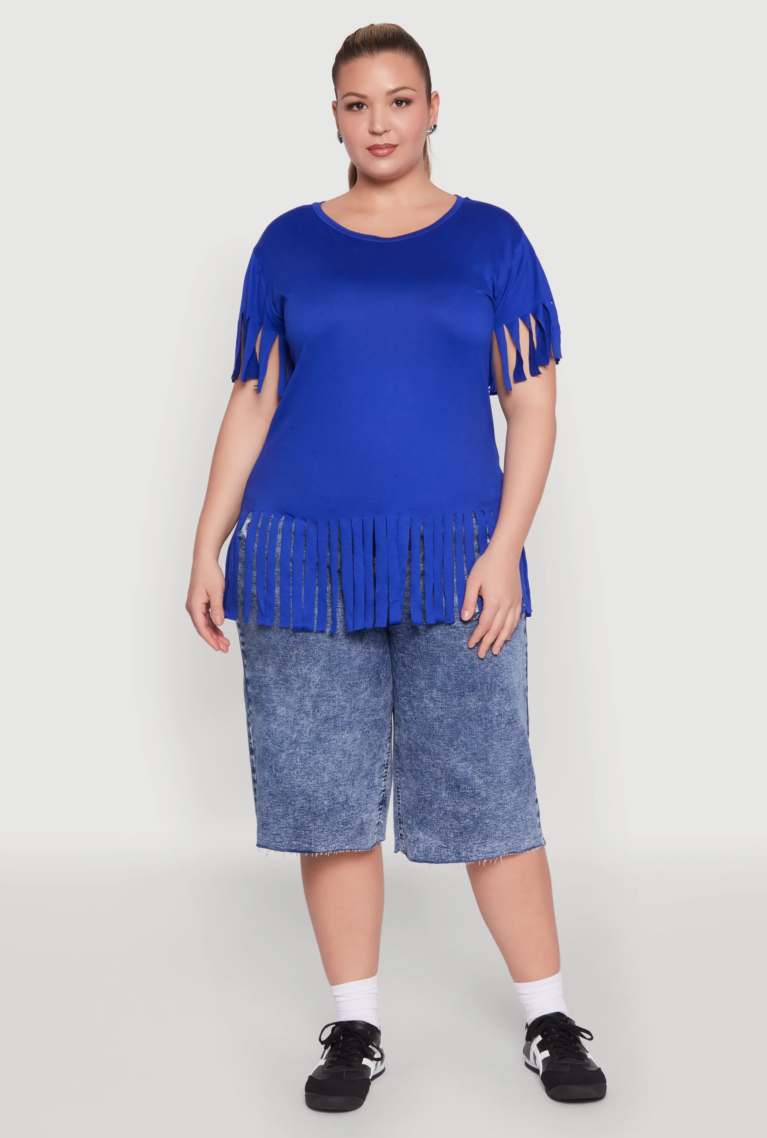 Plus Size Fringe Sleeve Tee sold by Rainbow
