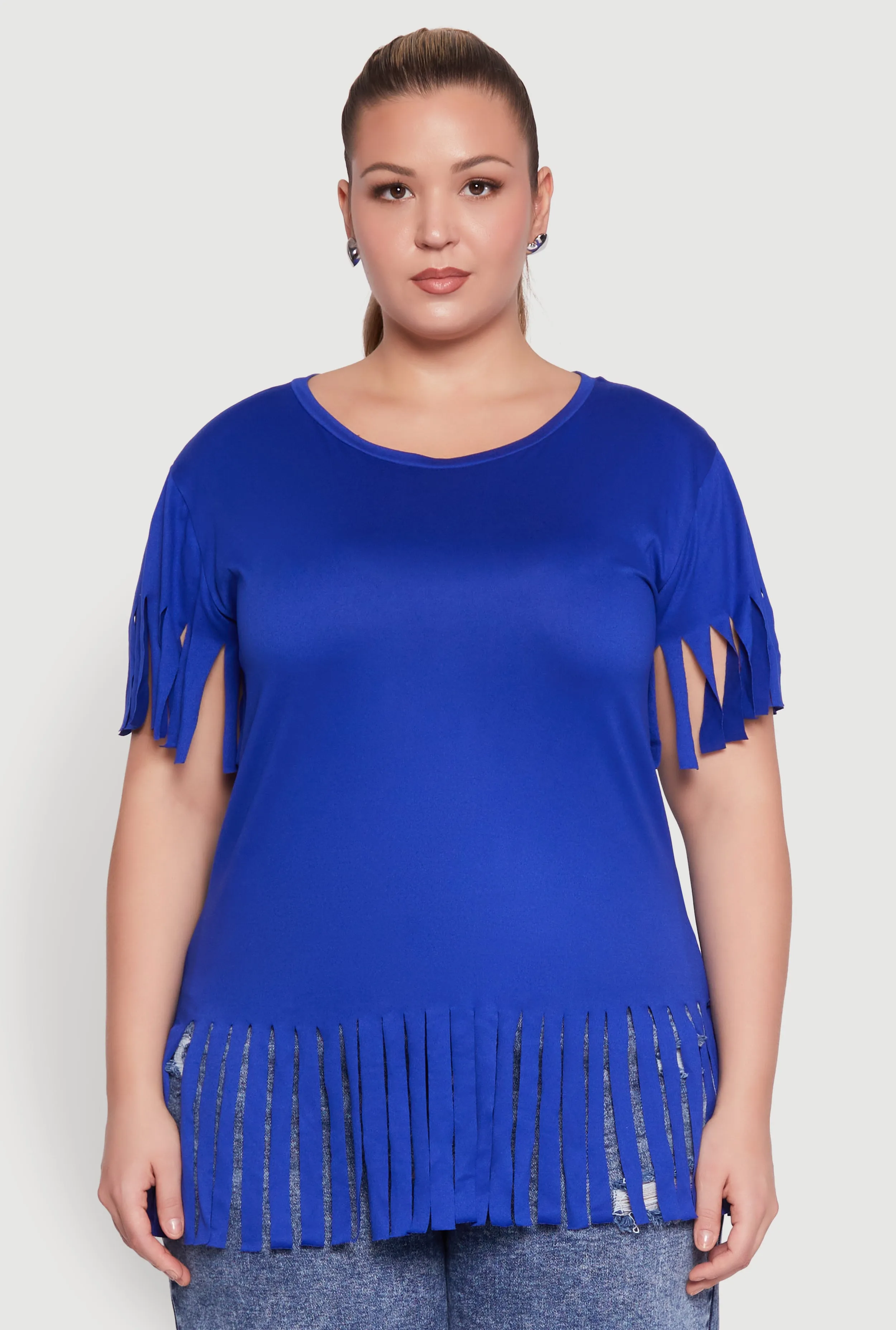 Plus Size Fringe Sleeve Tee sold by Rainbow product image thumbnail 2
