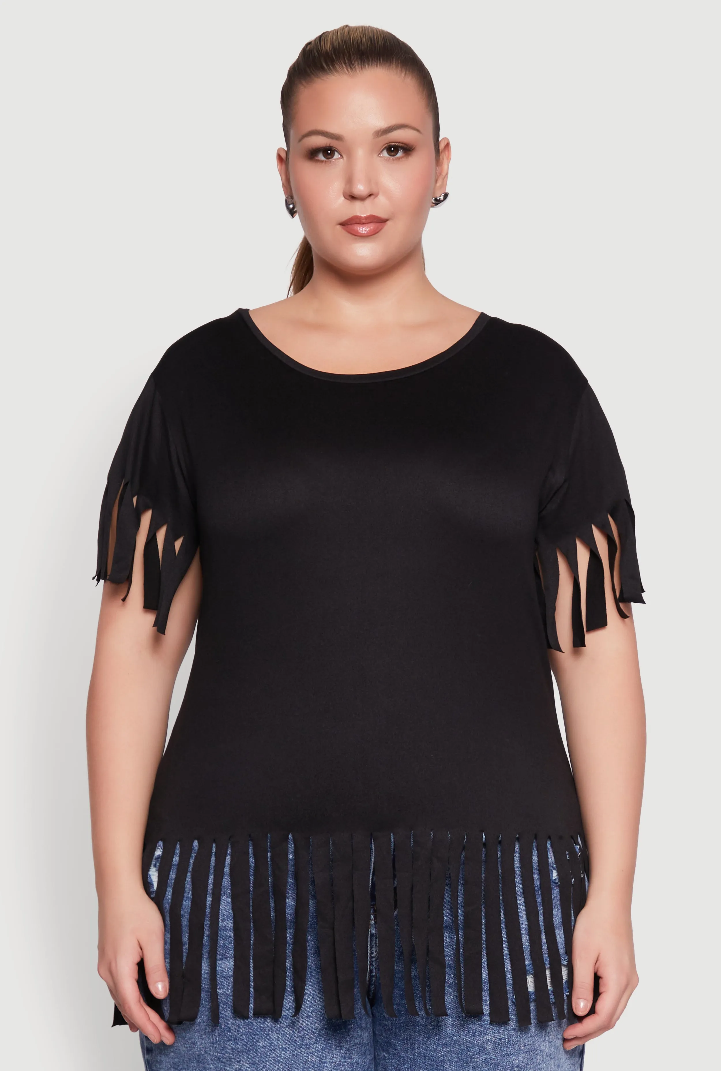 Plus Size Fringe Hem Tee sold by Rainbow product image thumbnail 2