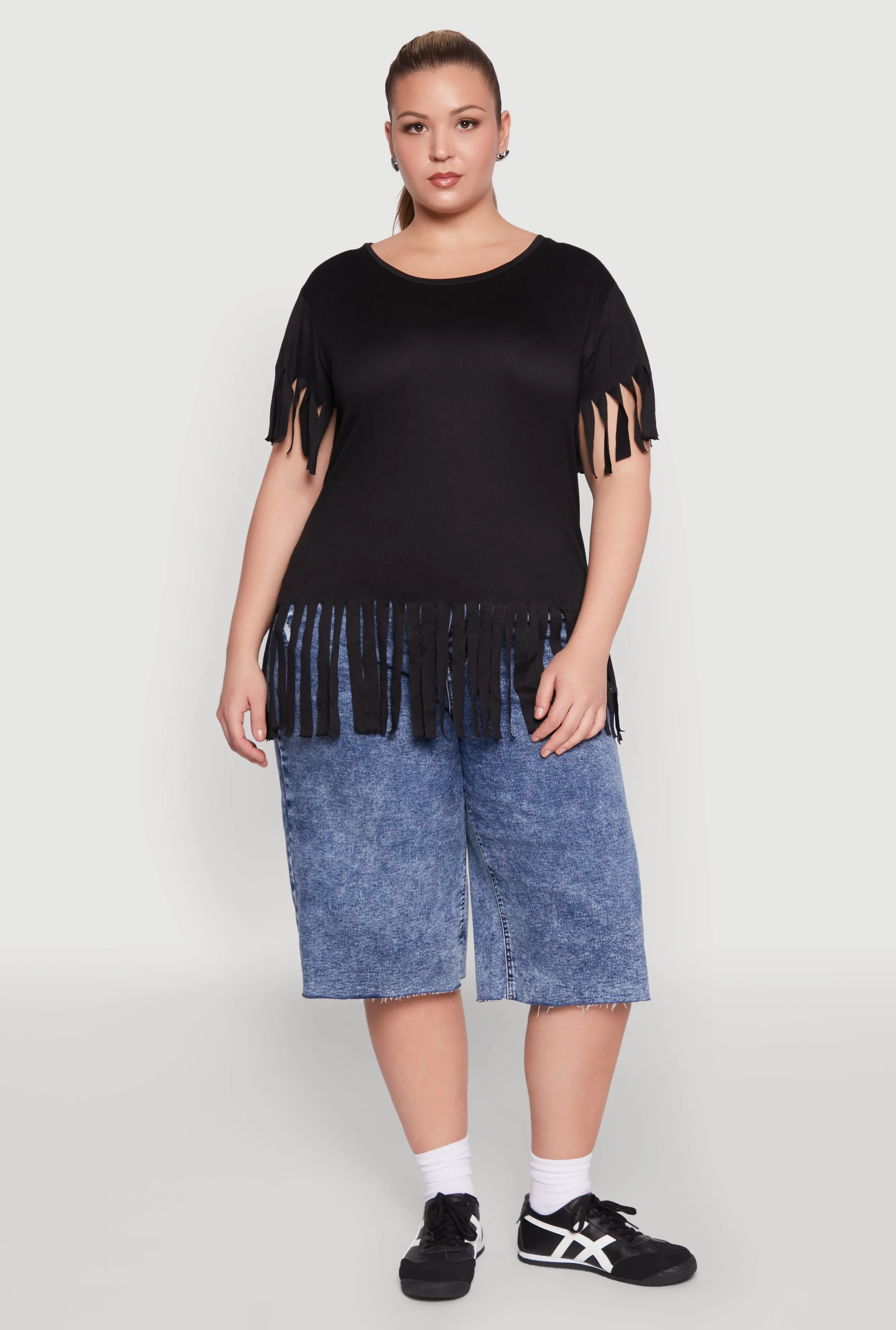 Plus Size Fringe Hem Tee sold by Rainbow