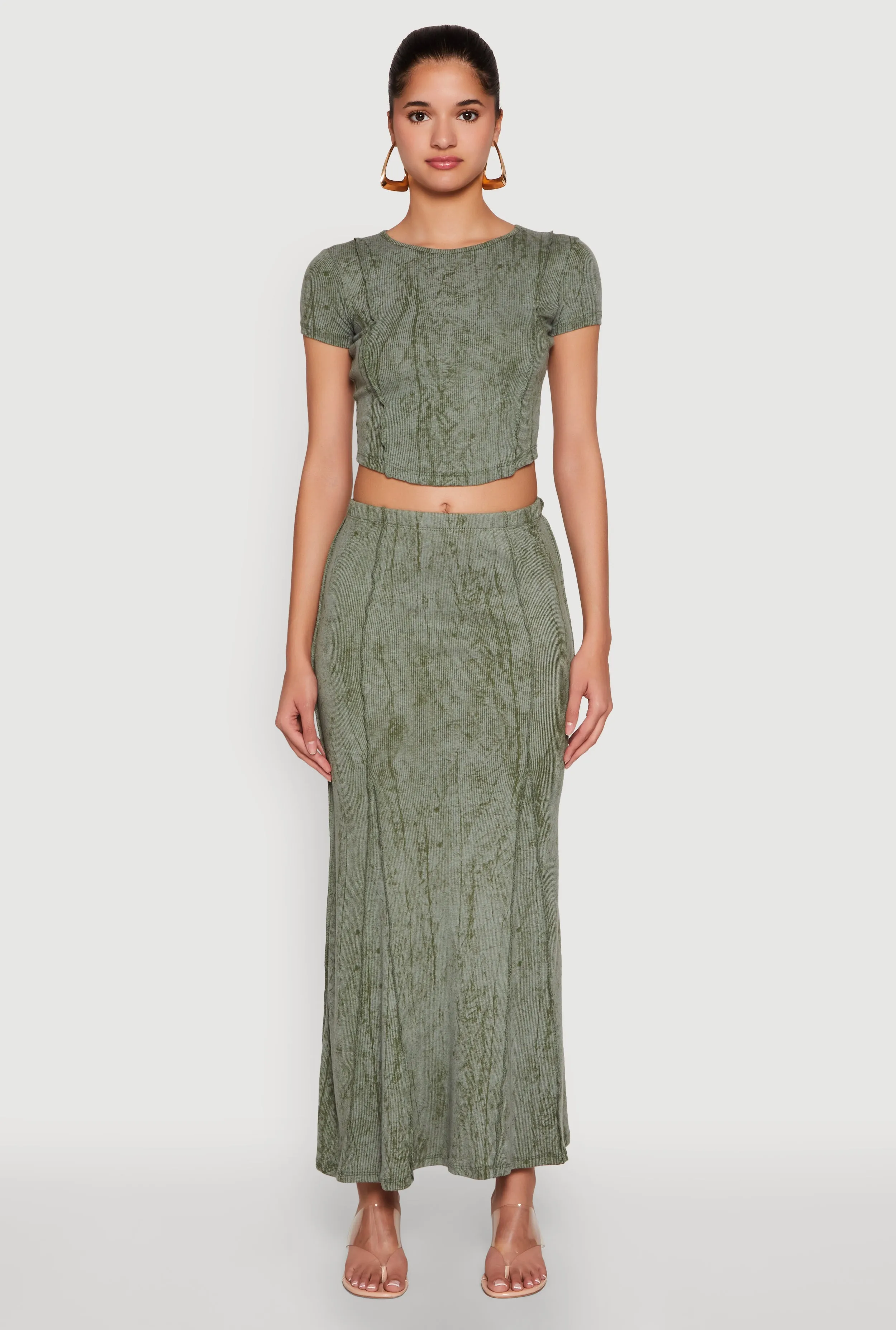 Mineral Wash Pintuck Maxi Skirt sold by Rainbow product image thumbnail 2