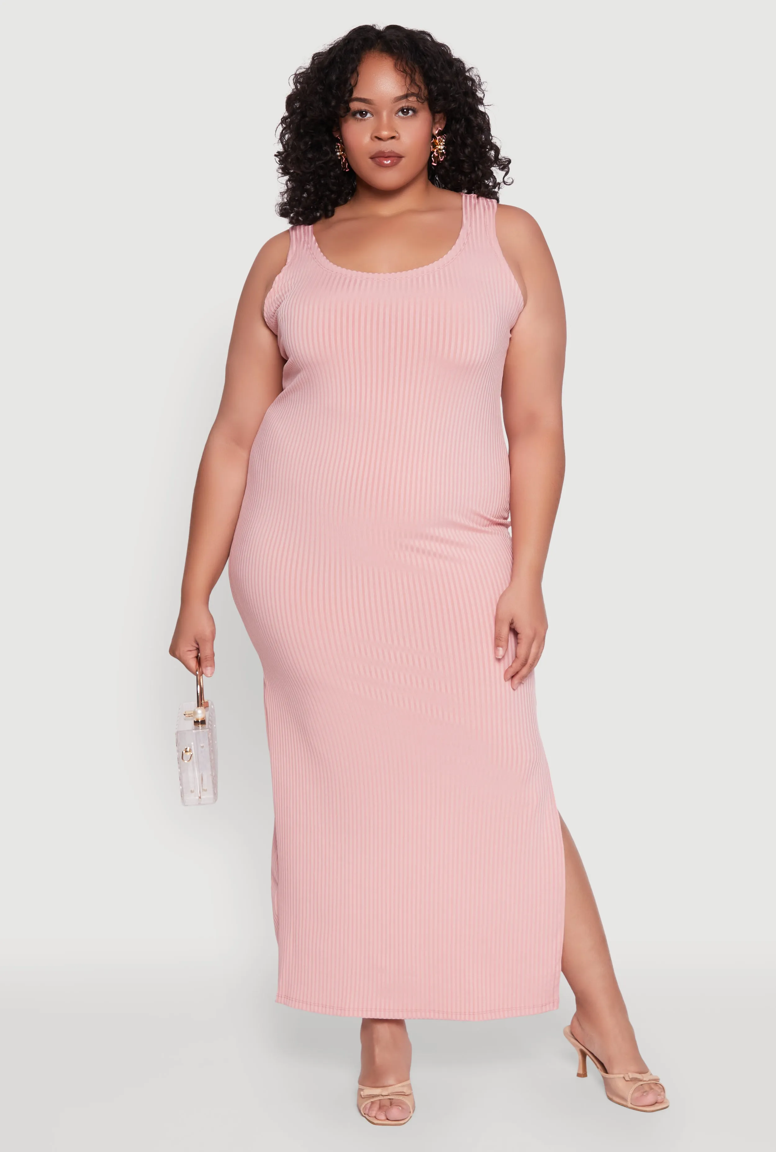 Plus Size Ribbed Knit Maxi Tank Dress sold by Rainbow