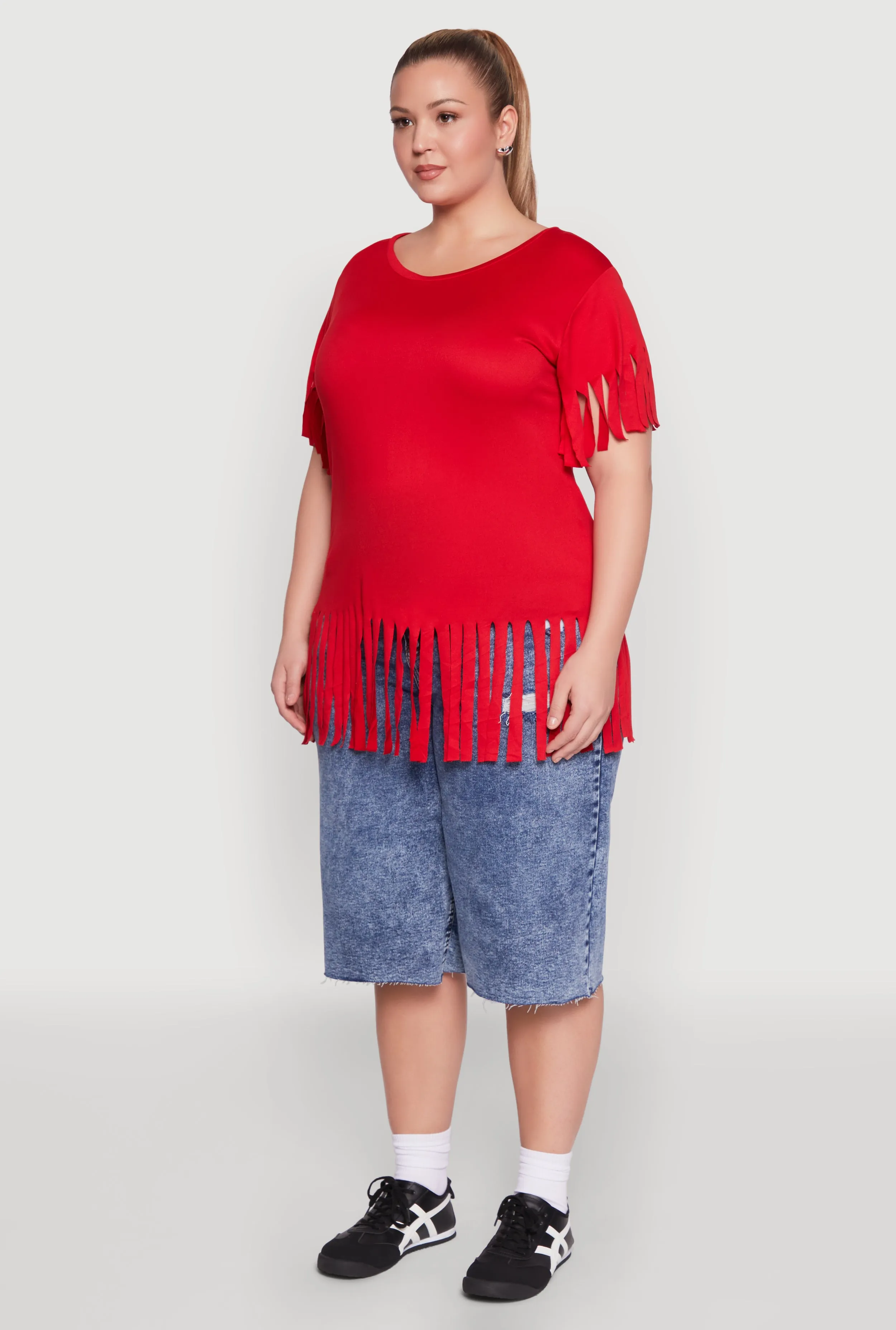 Plus Size Fringe Sleeve Tee sold by Rainbow product image thumbnail 5