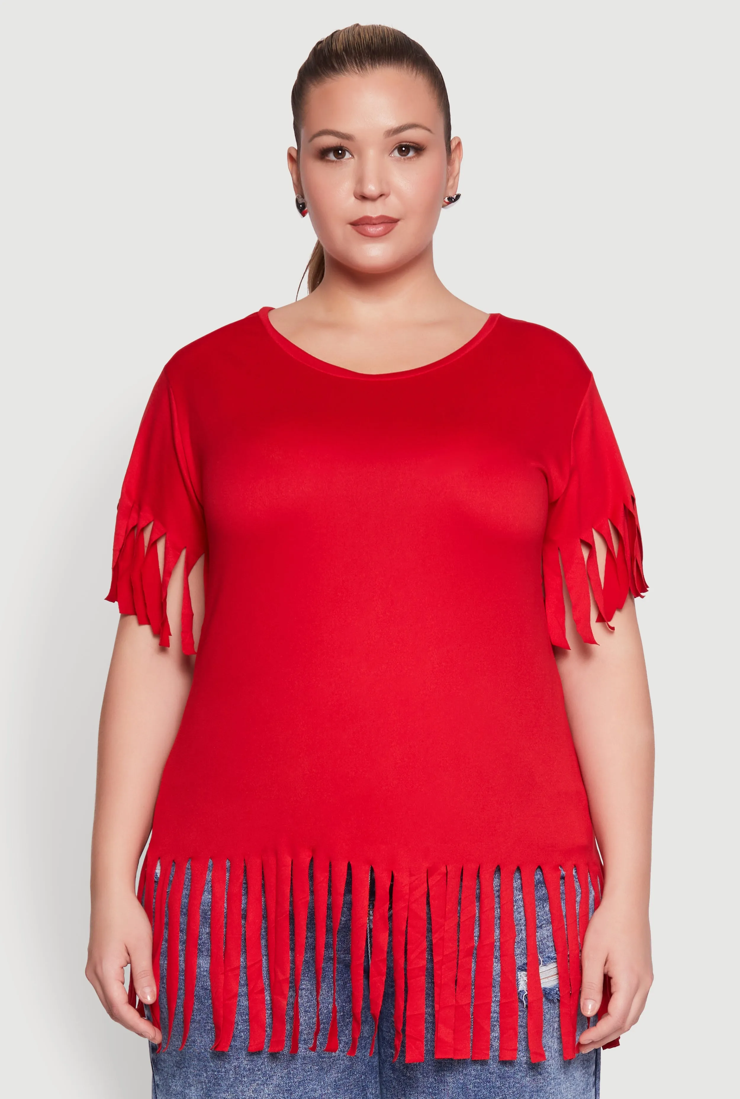 Plus Size Fringe Sleeve Tee sold by Rainbow product image thumbnail 2