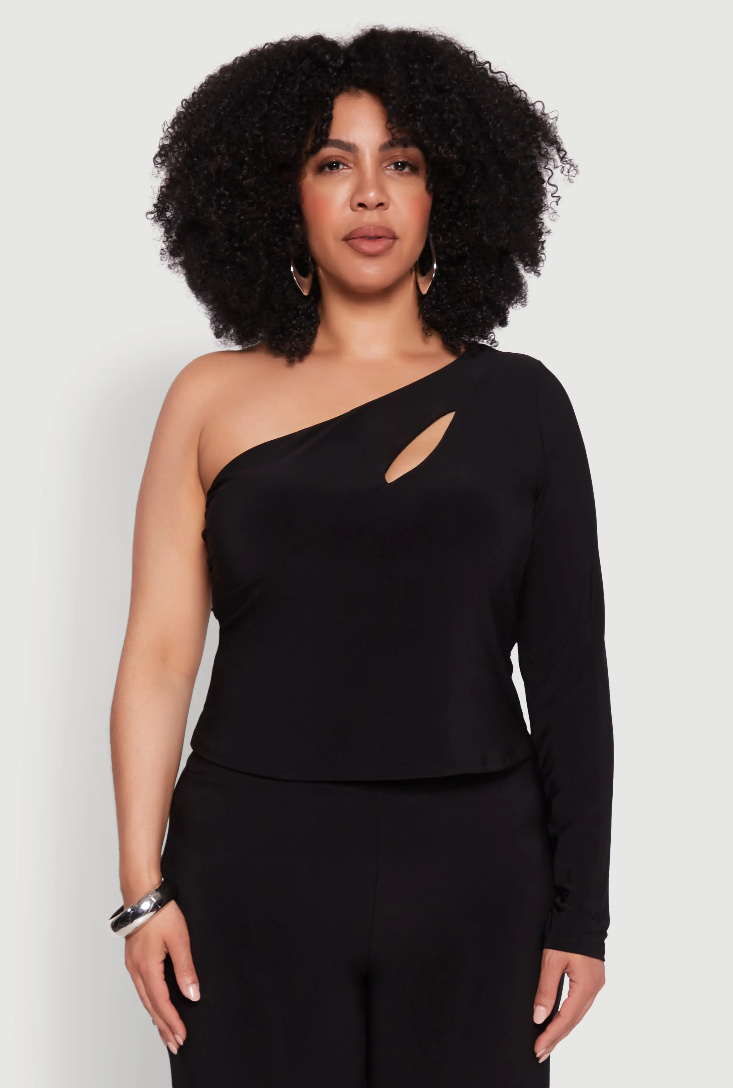 Plus Size One Shoulder Keyhole Top sold by Rainbow