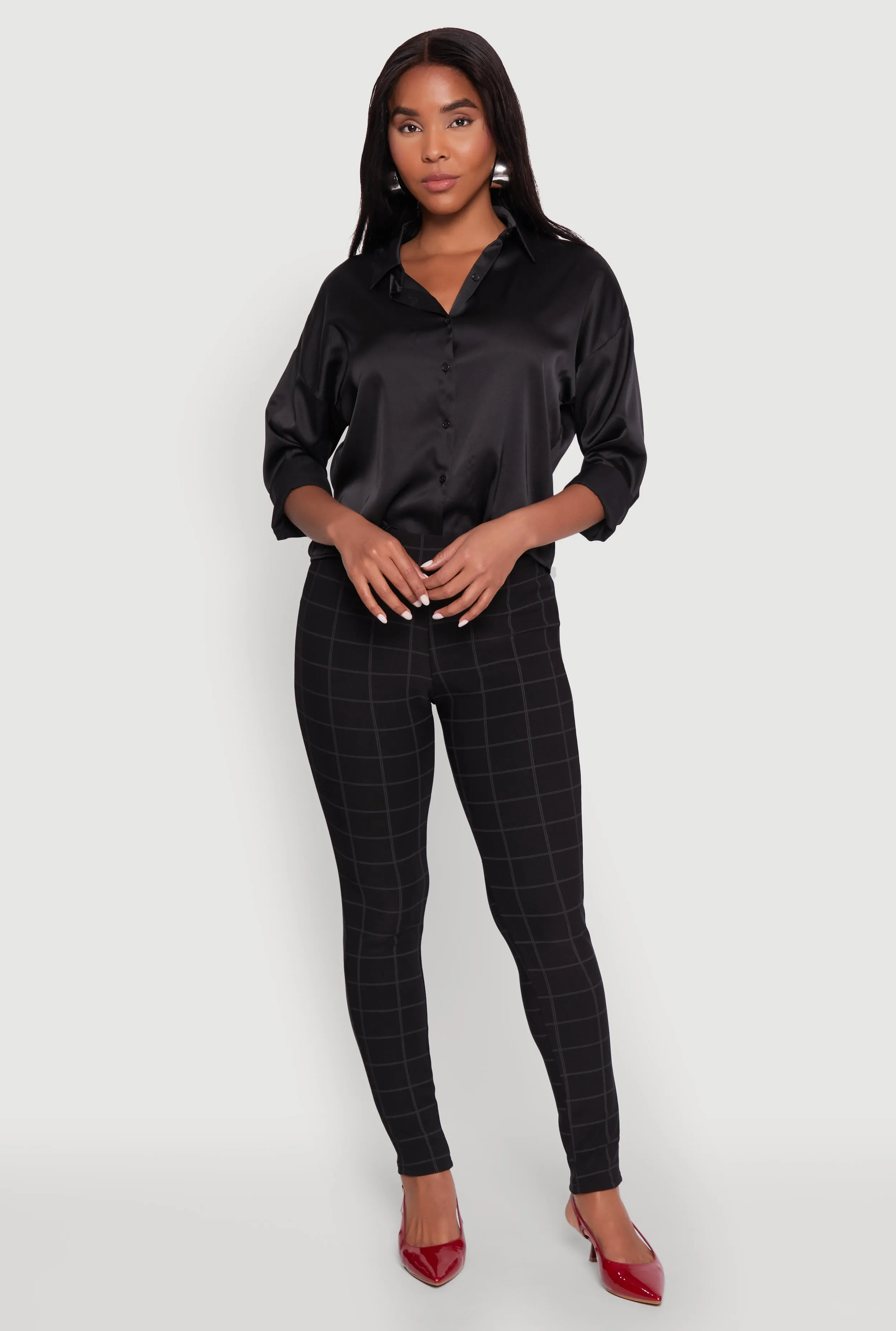 Body Contour Windowpane Plaid Pants sold by Rainbow