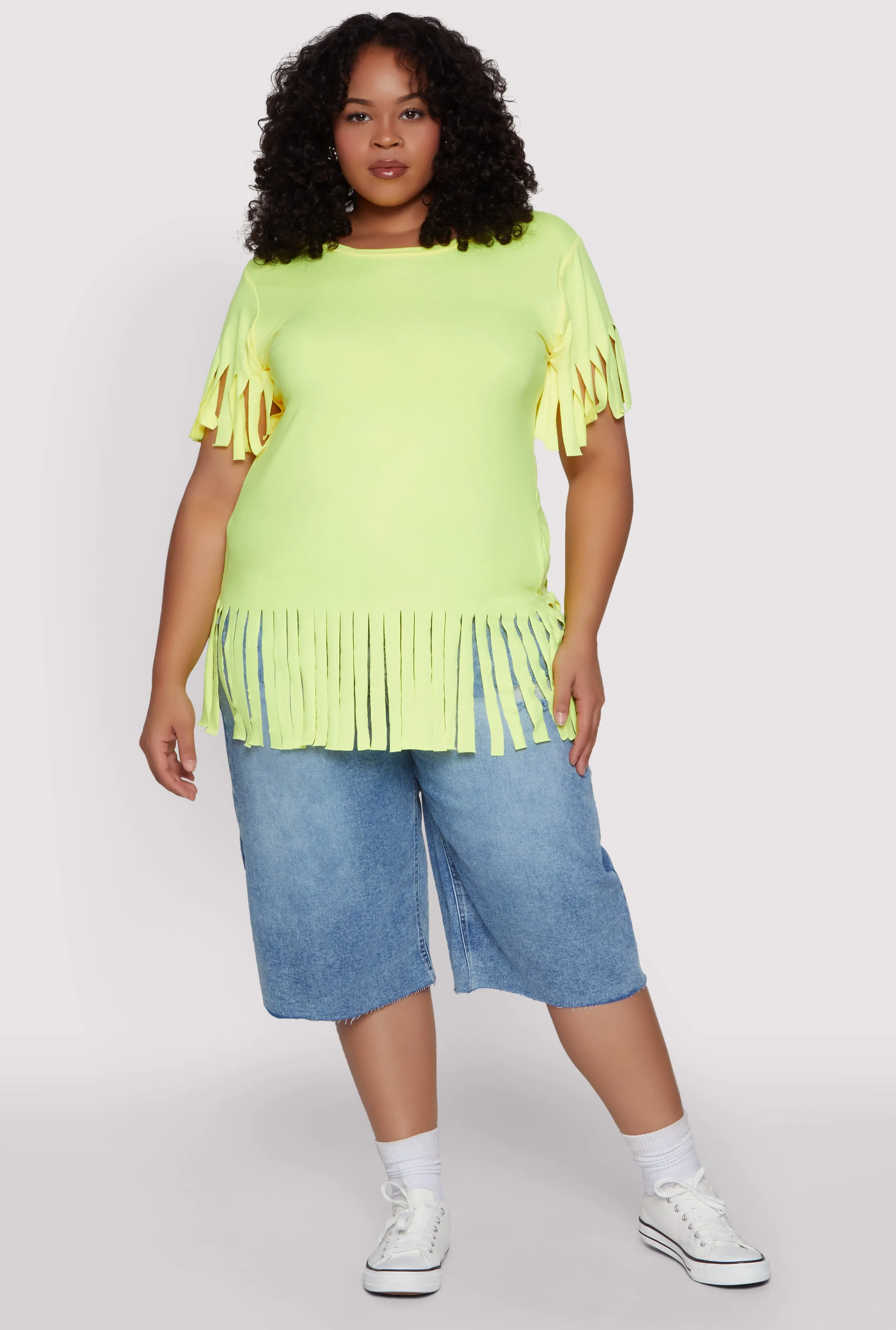 Plus Size Fringe Sleeve Tee sold by Rainbow product image thumbnail 3