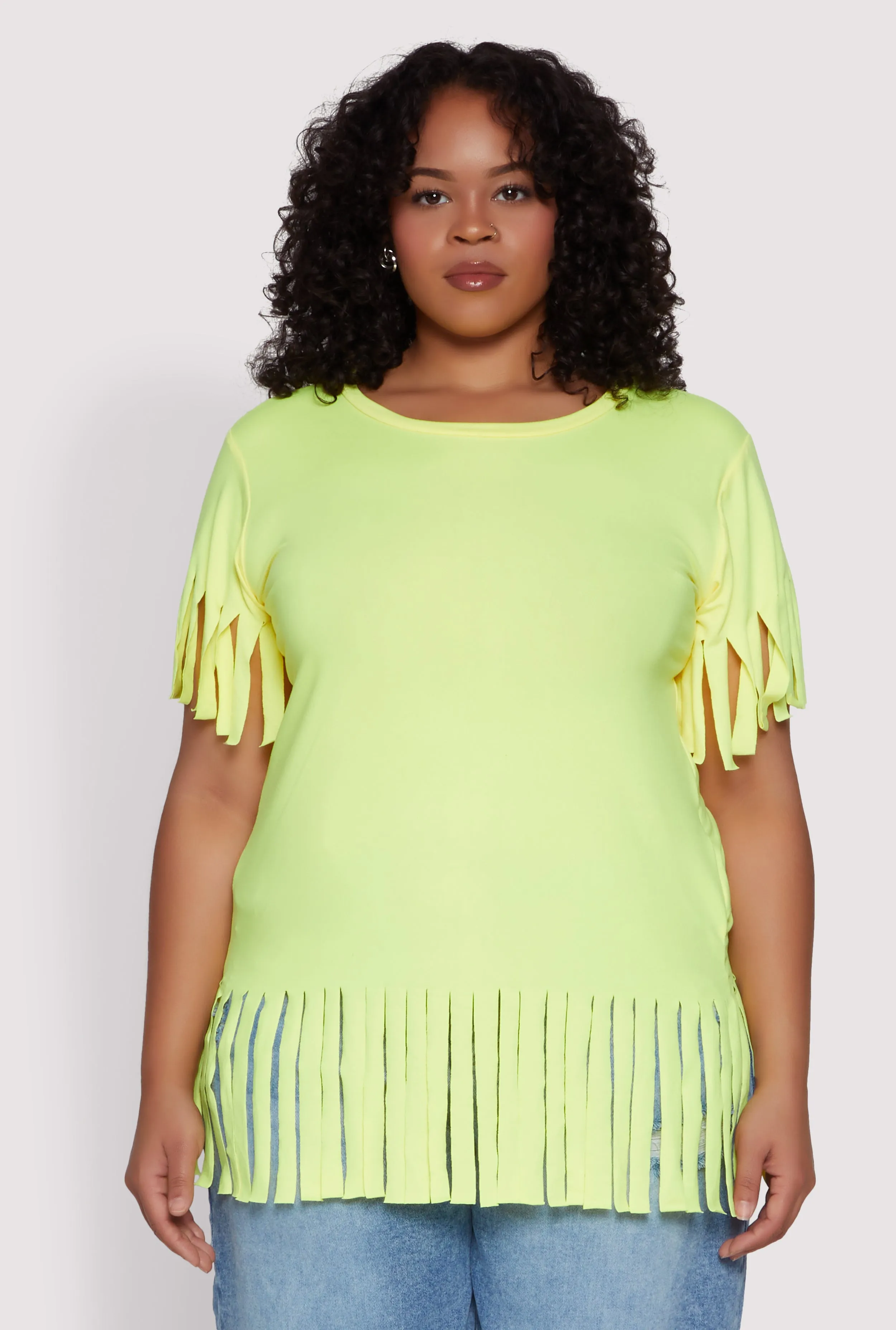 Plus Size Fringe Sleeve Tee sold by Rainbow product image thumbnail 2