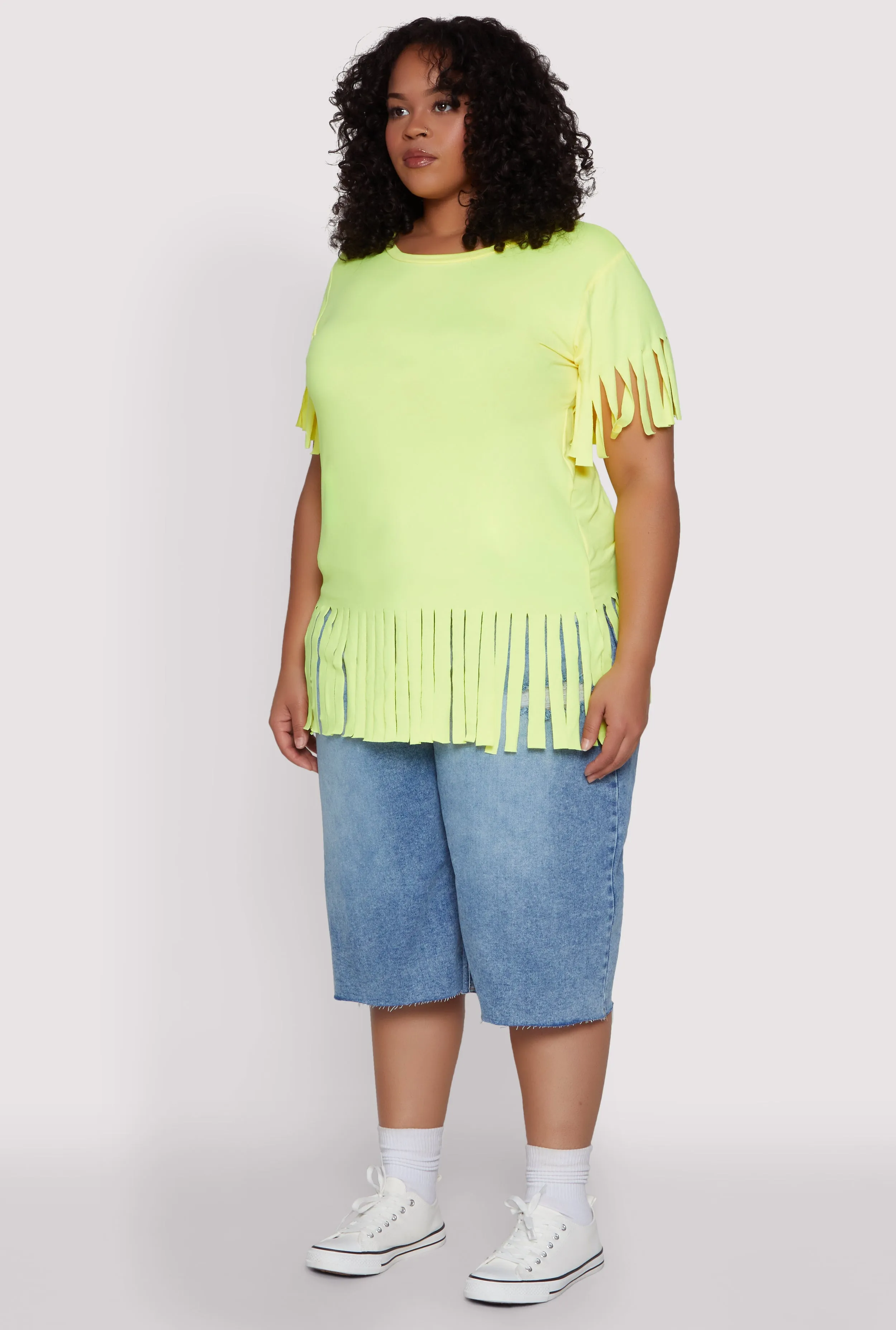 Plus Size Fringe Sleeve Tee sold by Rainbow product image thumbnail 5