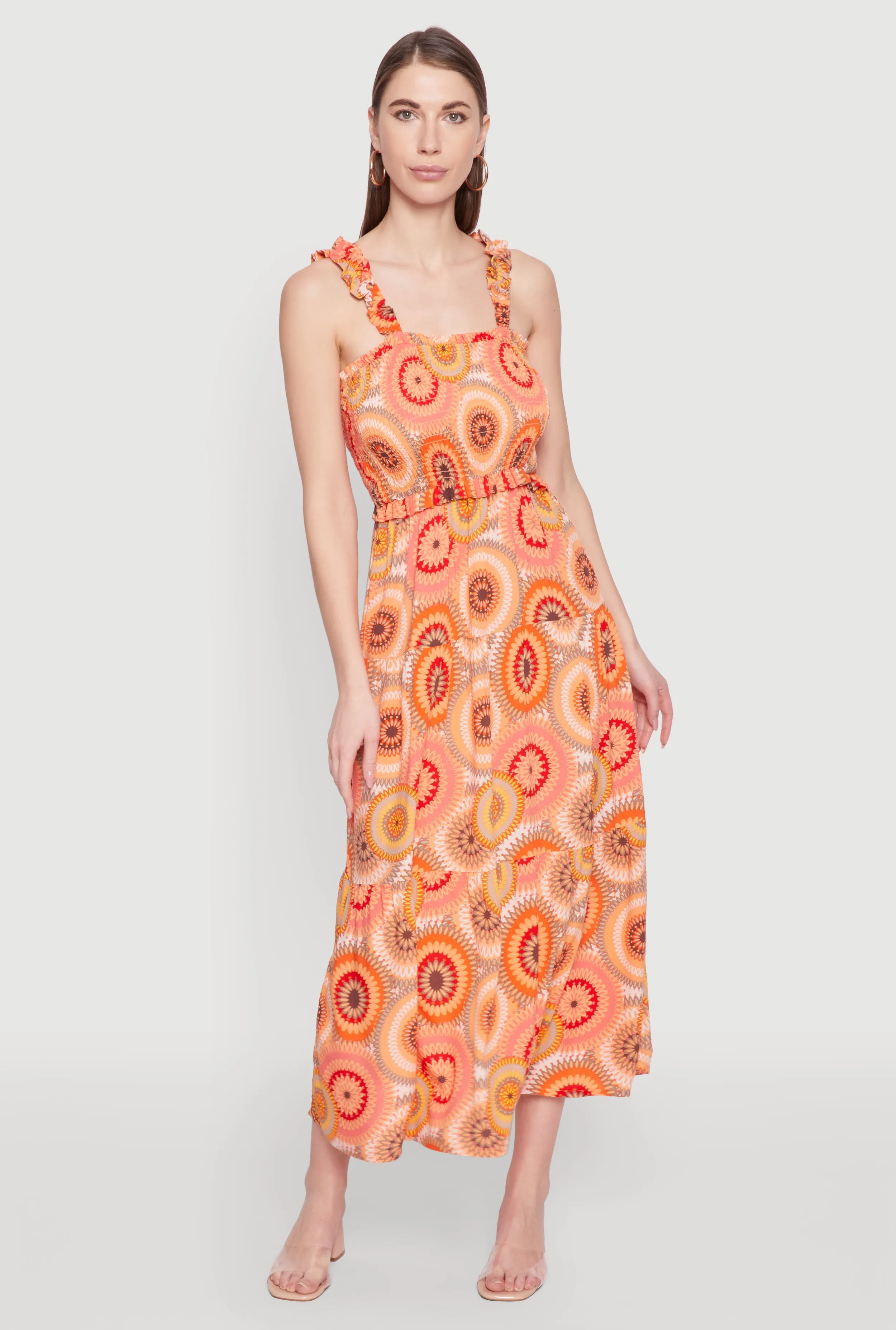 Square Neck Tiered Midi Dress sold by Rainbow