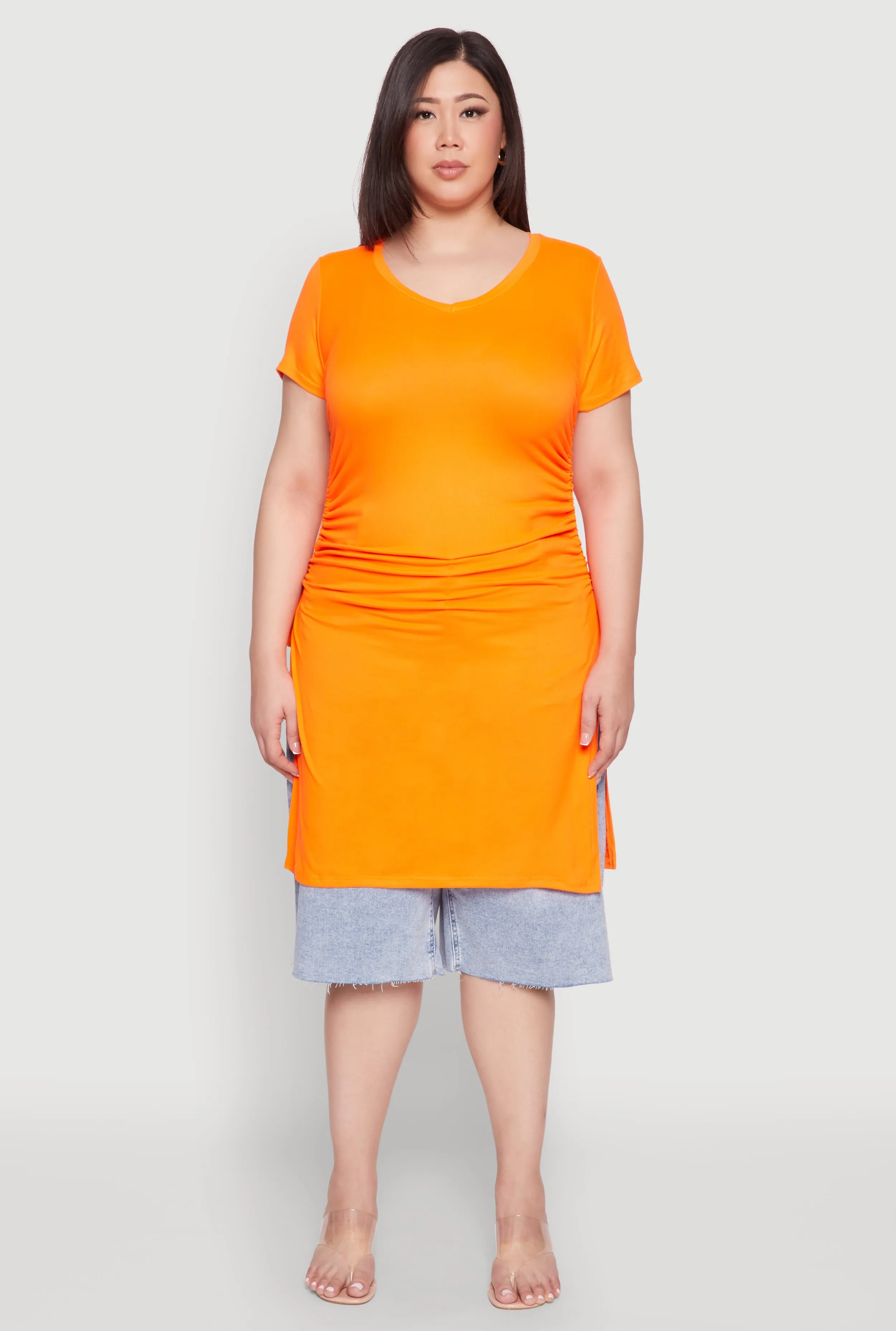 Plus Size Ruched Side Slit Maxi Top sold by Rainbow product image thumbnail 3