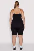 Plus Size Ribbed Knit Notch Neck Cami Romper sold by Rainbow