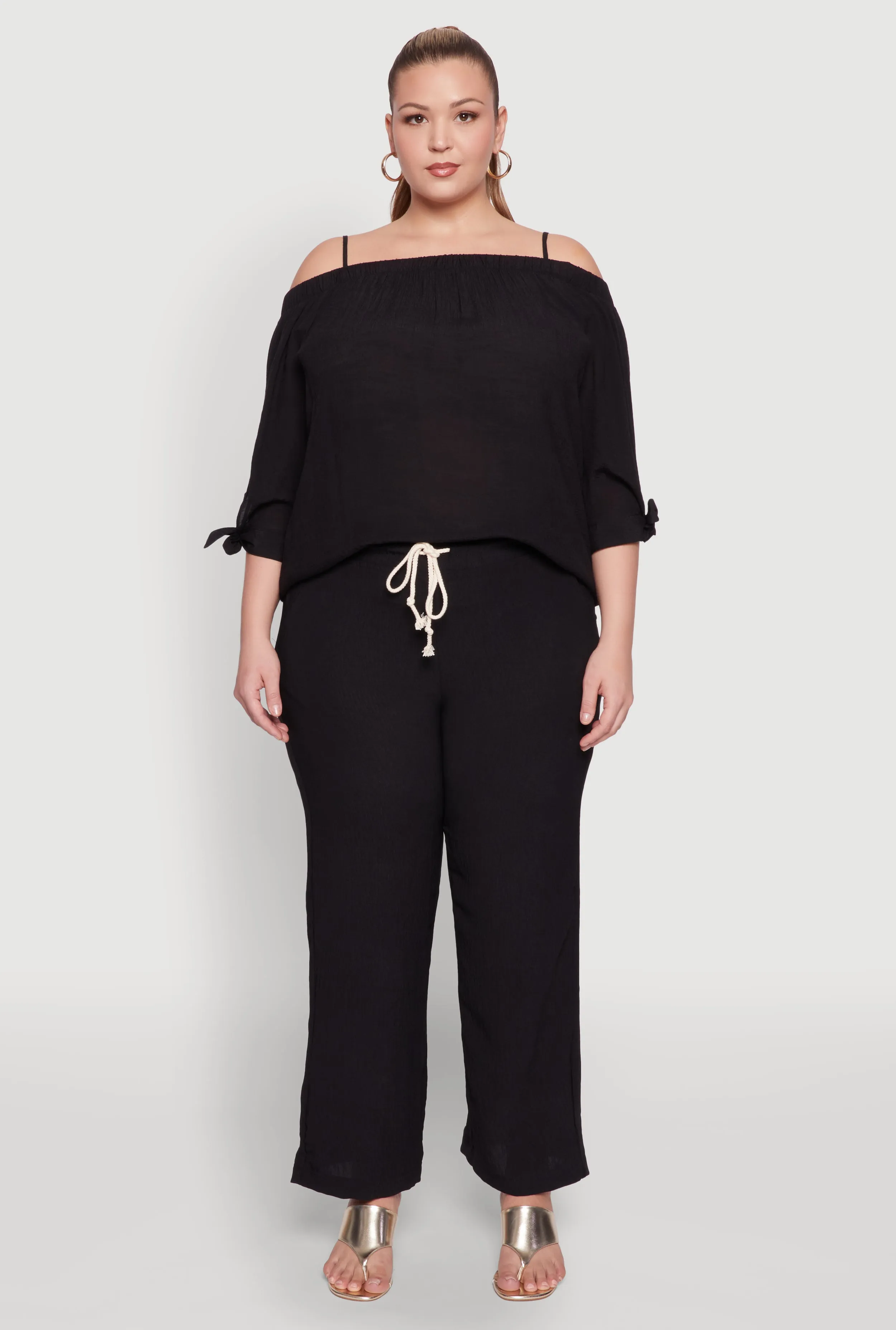 Plus Size Airy High Waisted Palazzo Pants sold by Rainbow product image thumbnail 2