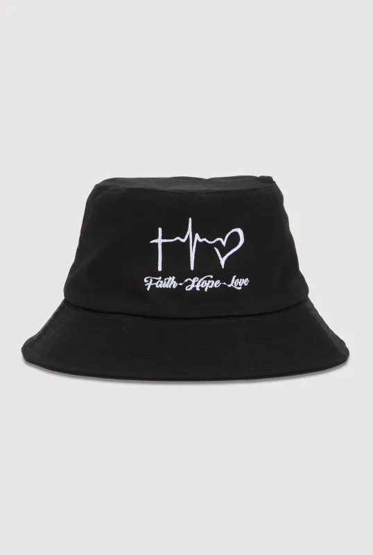 Faith Hope Love Embroidered Bucket Hat sold by Rainbow